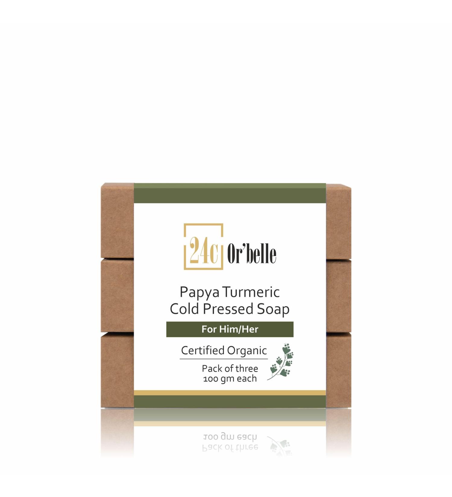 24C Or Belle Papaya Turmeric Cold Pressed Soap - Natural Ingredients for Skin Purification - Buy Online on GoSupps.com