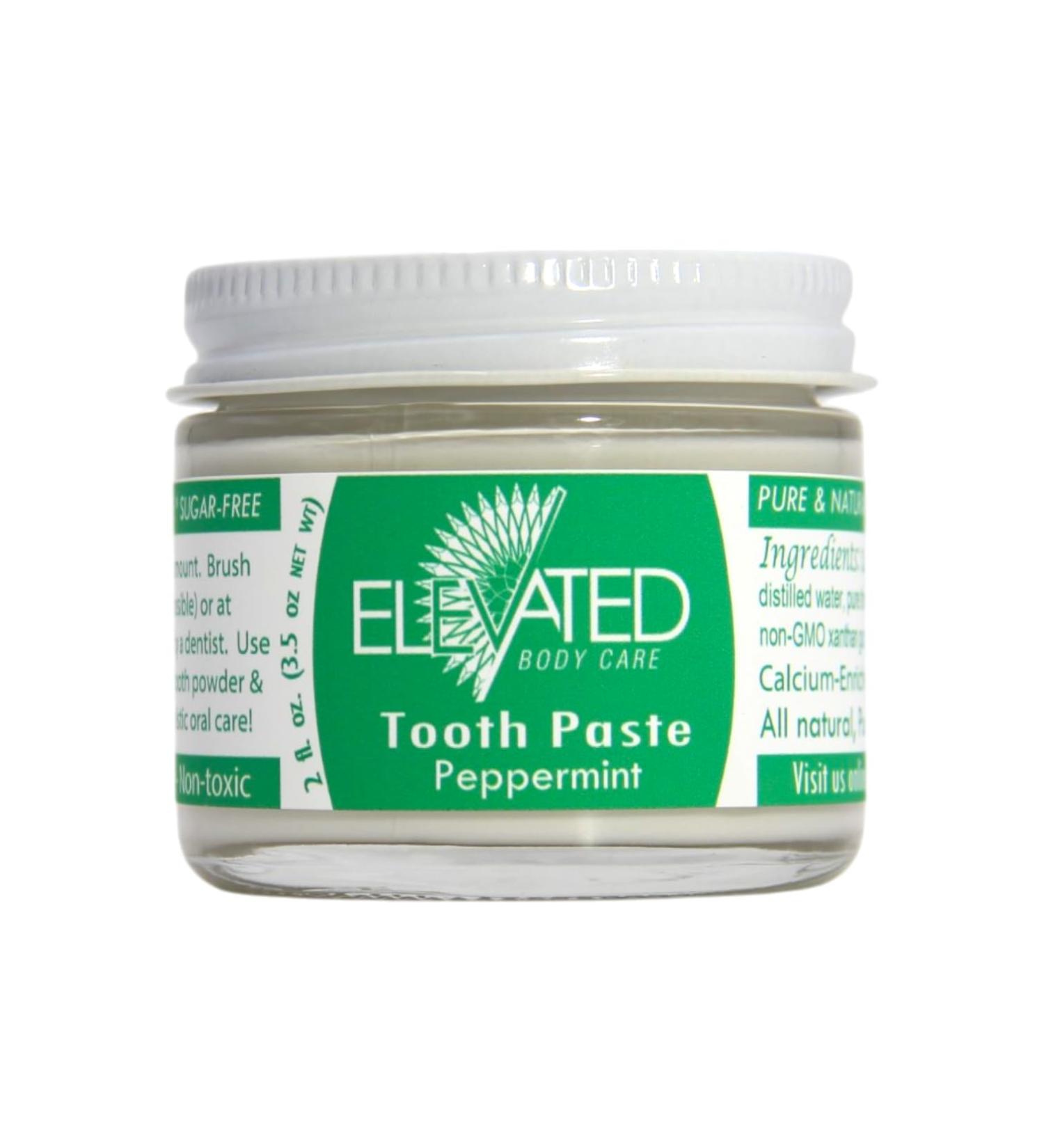 Elevated All Natural Fluoride Free Toothpaste - SLS Free Vegan Toothpaste - Glass Jar - 4 Flavors - Made in USA (Peppermint) - Buy Online on GoSupps.com