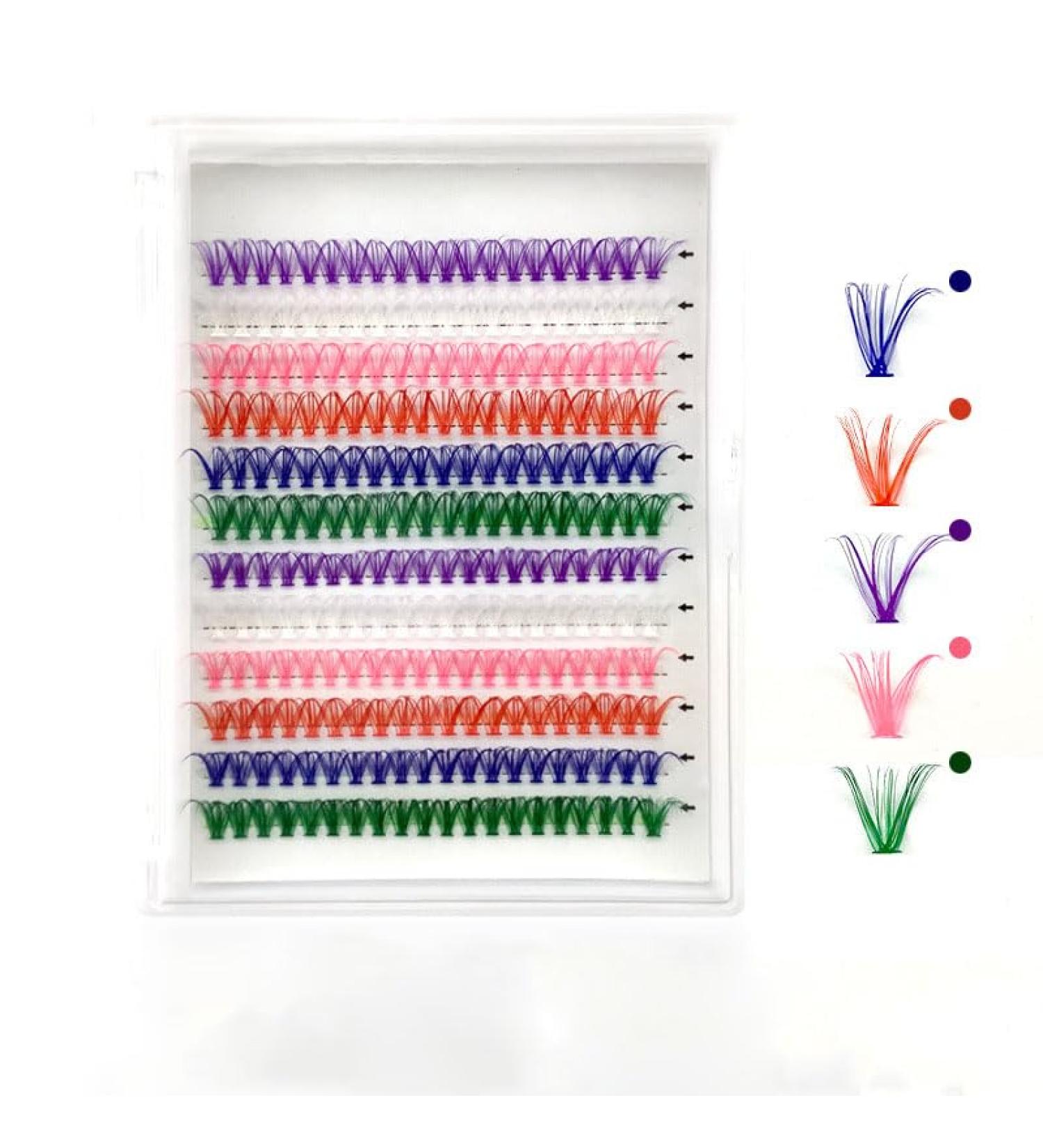 Coloured Lashes 6 Colour Mix Curly Coloured Long Lashes DIY Lightweight Curly Volume Volume