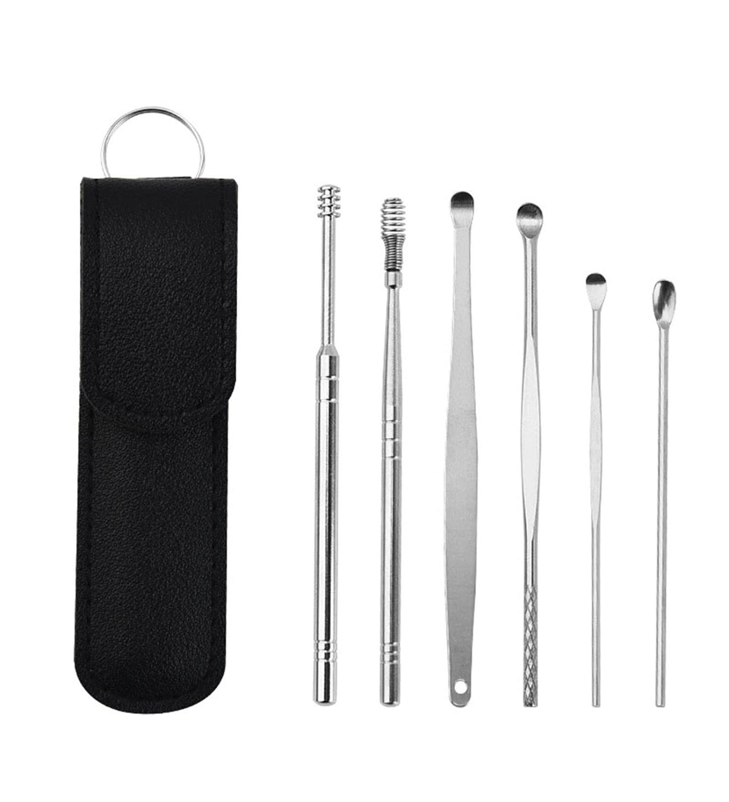 Valink Ear Cleaning Set 6-Part Innovative Tool Kit for Adults & Children | Feather-Ear Cleaner with Storage Bag - Unisex Black - Buy Online on GoSupps.com