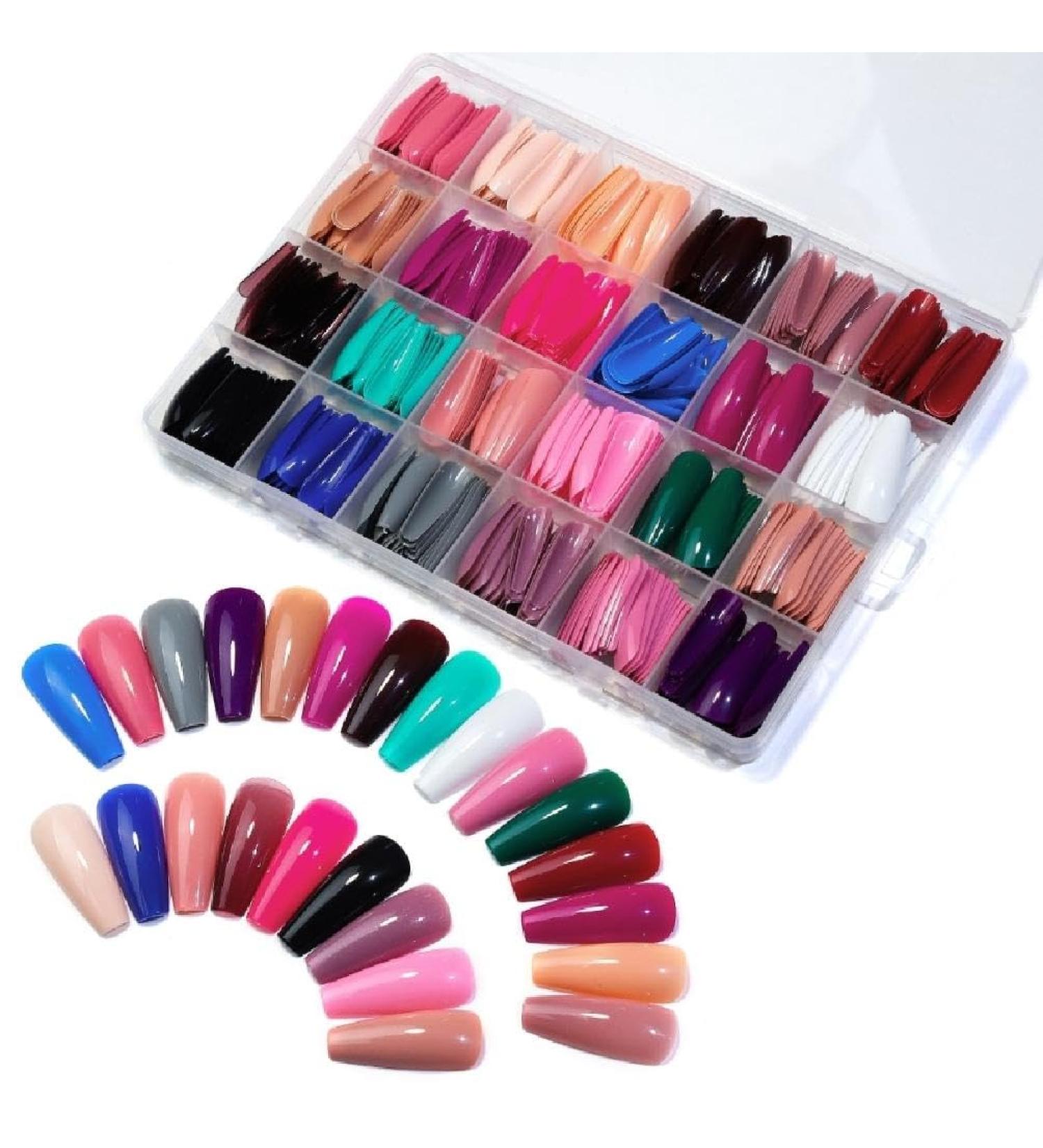 576Pcs Medium Square Nails Colored Fake Nails Artificial Fingernails Acrylic Tip 12 Size for Women Long Ballerinas Nails Square Nails Nails Long - Buy Online on GoSupps.com