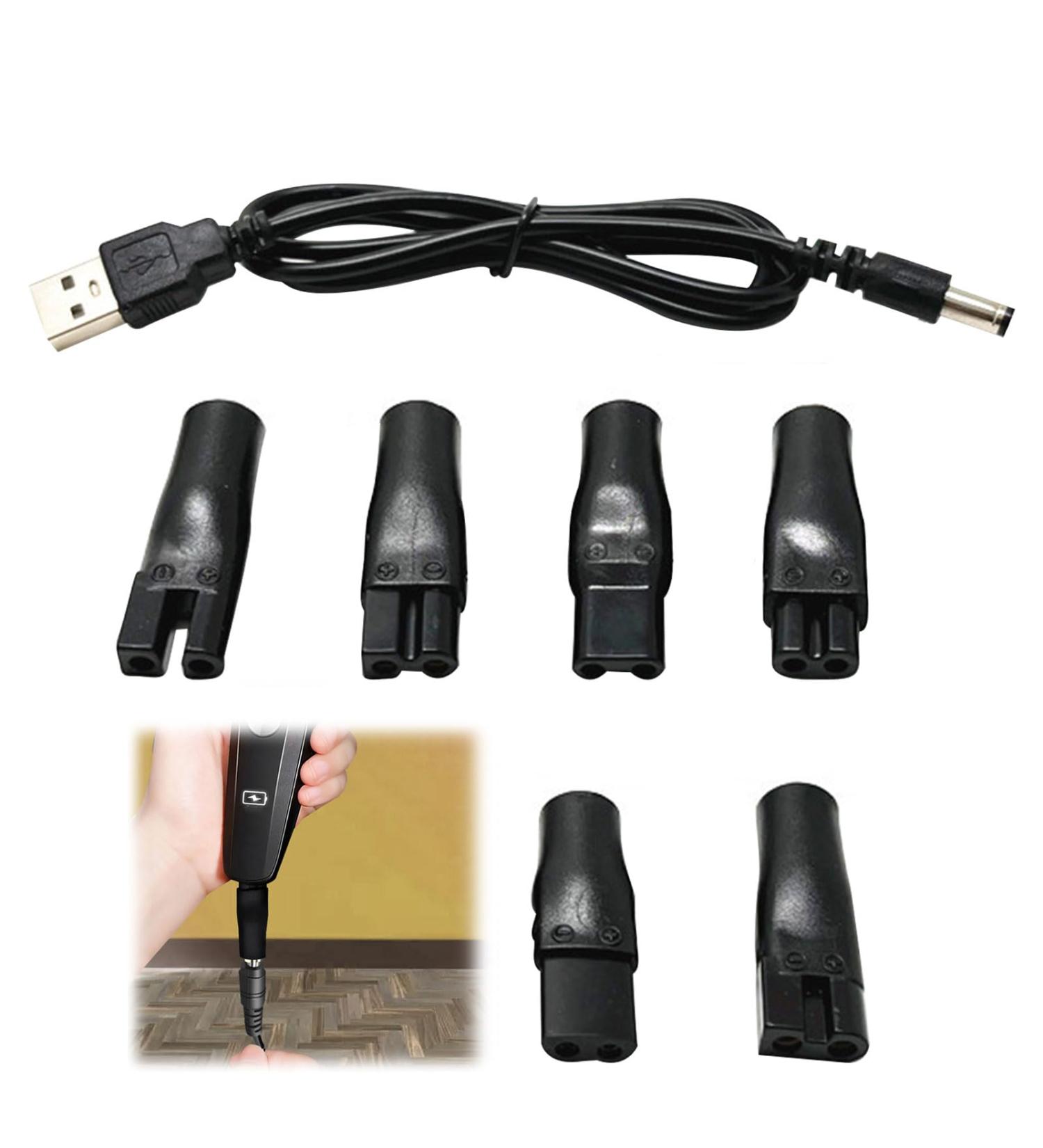 7PCS Black Electric Shaver Charger Kit - Versatile Charging Solution for Men's Shavers - Bathroom and Toilet Charging Cable Set - Buy Online on GoSupps.com