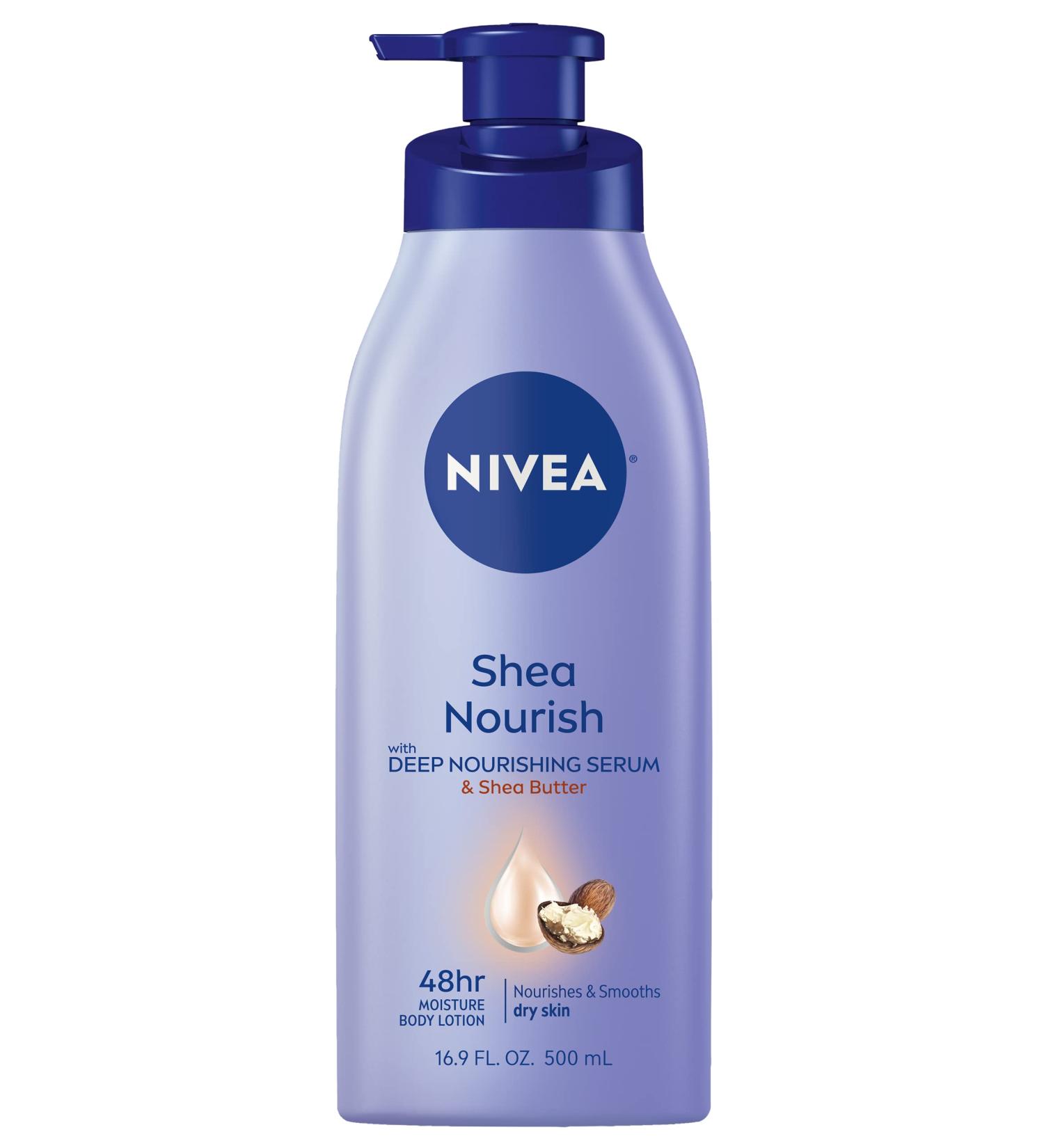 NIVEA Shea Nourish Body Lotion | 16.9 Fl Oz Pump Bottle | Dry Skin Lotion with Shea Butter - Buy Online on GoSupps.com