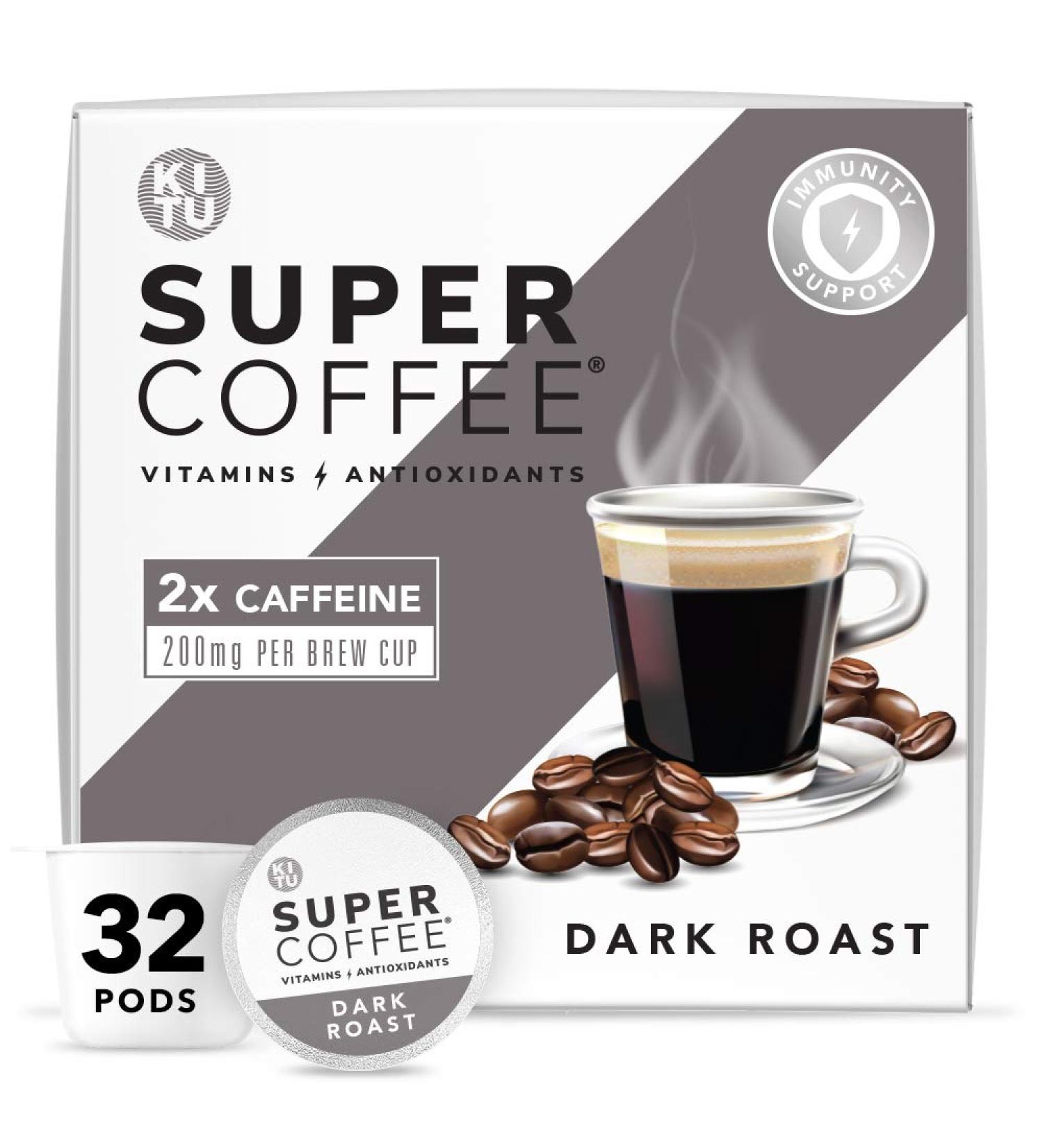 KITU Super Coffee Pods - Dark Roast (32 Count) | Keto, Energy & Immunity Boost | Compatible with Keurig 2.0 - Buy Online on GoSupps.com