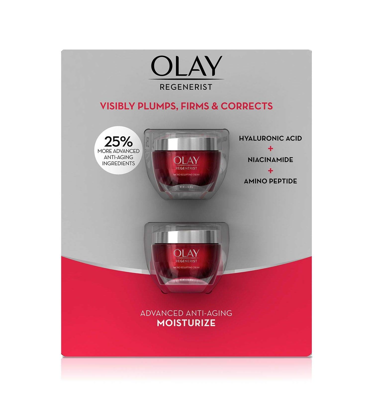 OLAY Regenerist Micro-Sculpting Cream Fragrance Free 1.70 oz (Pack of 2) Fragrance Free 1.7 Ounce (Pack of 2) - Buy Online on GoSupps.com