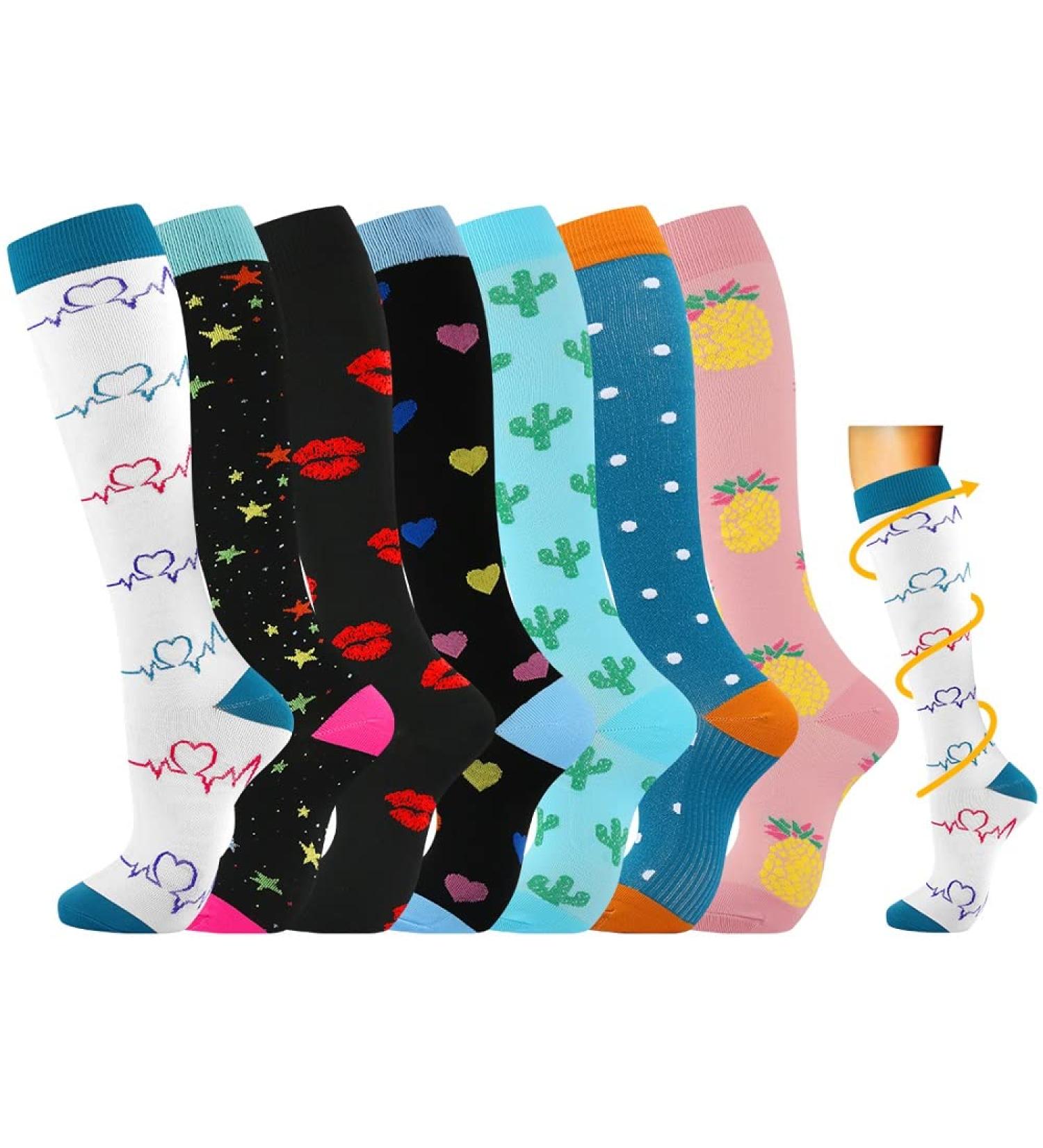 Losvcbcx Compression Socks for Men & Women | 7 Pairs 15-20 mmHg | Best Sports & Medical Stockings for Nurses | Air Travel | Mix Sizes L-XL - Buy Online on GoSupps.com