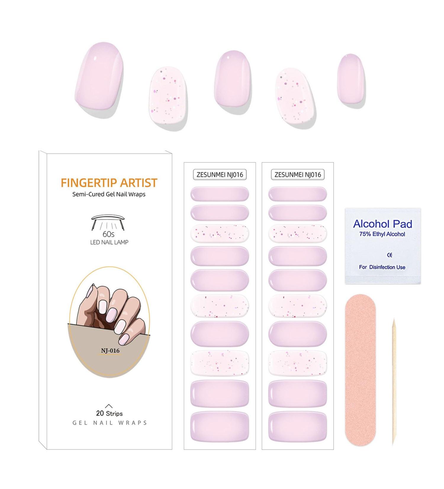 Semi Cured Gel Nails Strips - 20 Stickers Nail Wraps Purple Gradient Soft Self-Adhesive Gel Nail Stickers Colorful Dot Glitter Gel Nail Strips - UV/LED Lamp Required Purple Gradient Dot - Buy Online on GoSupps.com
