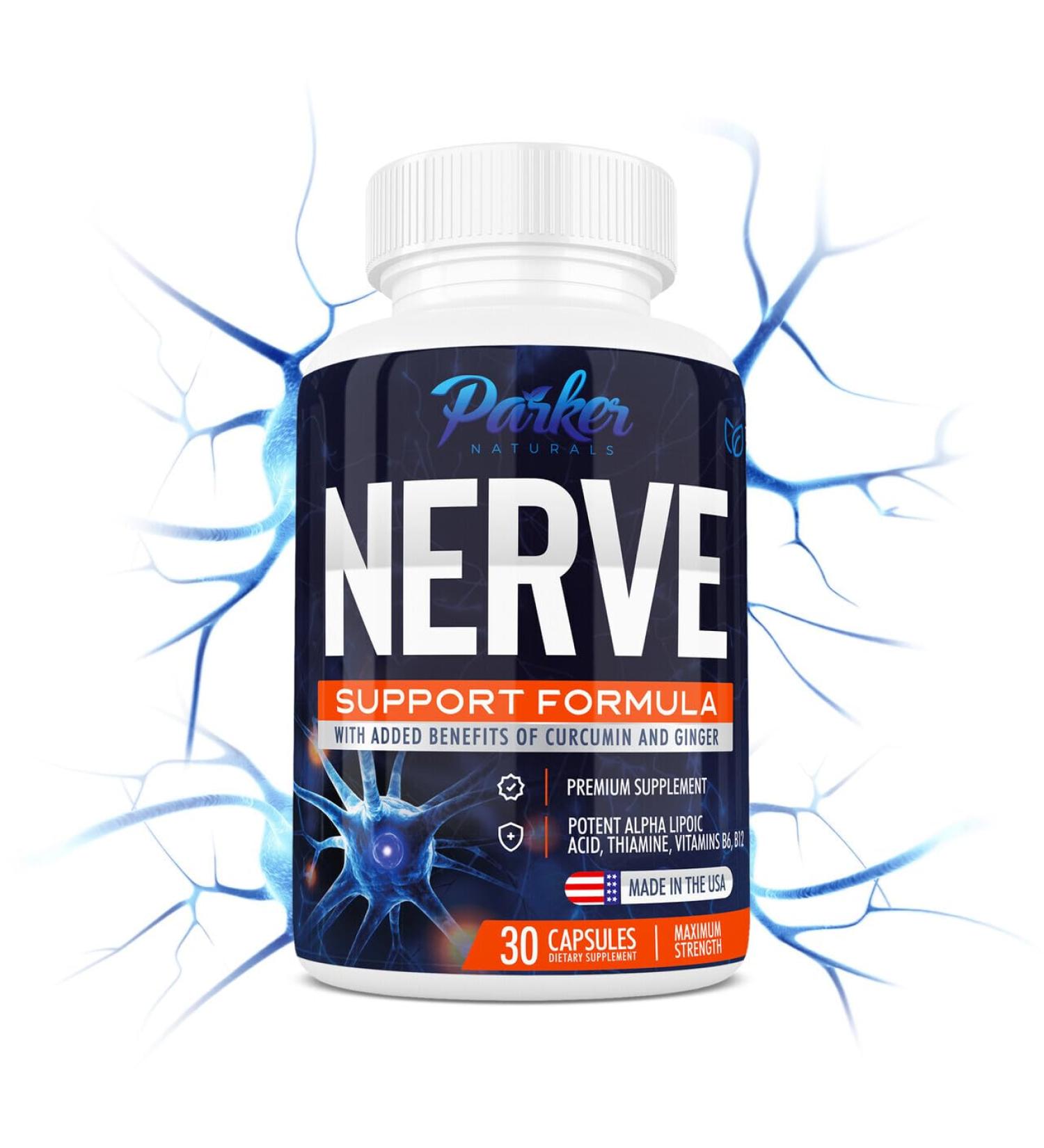 Nerve Support Supplement - Alpha Lipoic Acid 600mg Thiamine Curcumin Ginger Root Vitamin B6 & B12 | Neuro Health 30 Capsules - Boost Your Nerve Health Today - Buy Online on GoSupps.com