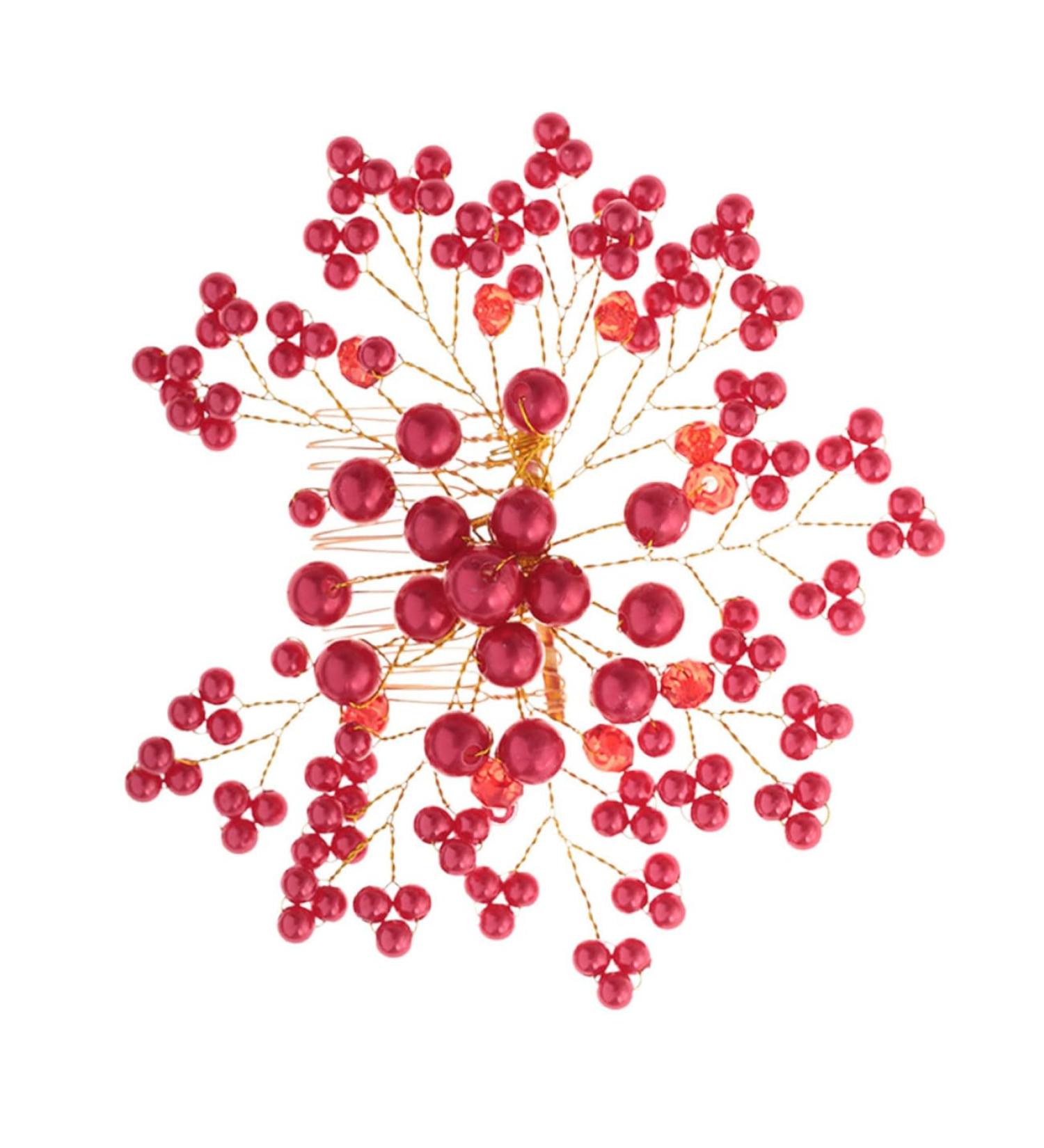 MAGICLULU 1pc Bridal Haircombs Rhinestone Haircombs Hair Combs Red Haircombs for Women Pearl Haircombs - Buy Online on GoSupps.com