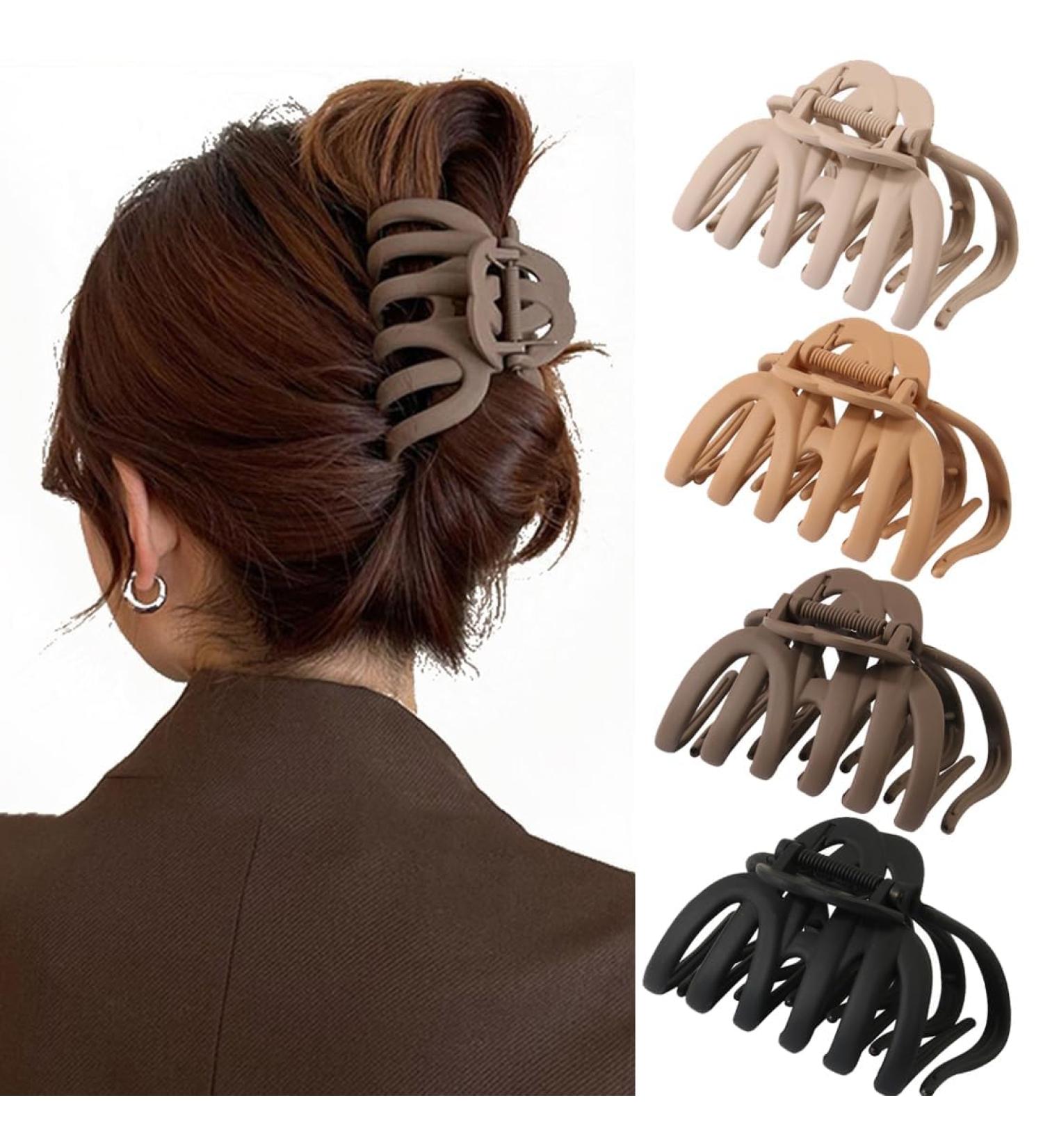 Alxiluax 4 Pcs Octopus Hair Clips Matte Hair Clips Octopus Hair Claw 3.5" Large Hair Claw Clips for Women Strong Grip Non-slip Jaw Clips for Thick and Medium Hair Big Spider Claw Hair Clips Hair Styling Accessories Gifts for Women Neutral Colors - Buy Online on GoSupps.com