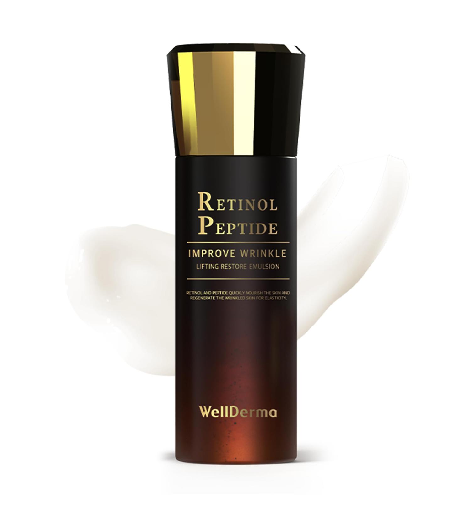 WELLDERMA Retinol Peptide Emulsion - Wrinkle Lifting Skin Whitening & Blemish Reduction | Improve Fine Lines & Uneven Skin Tone - Buy Online on GoSupps.com