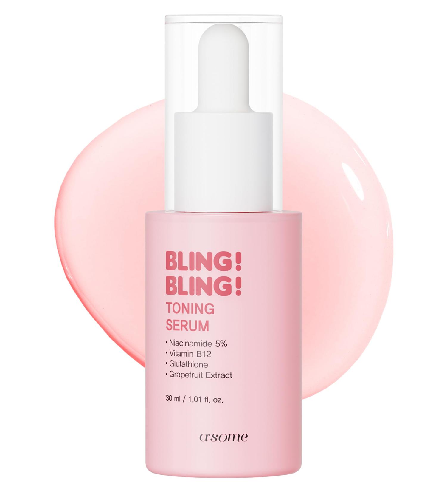 A'SOME Bling Bling Toning Serum Korean Advanced Facial Serum with 5% Niacinamide for Radiant Complexion Vegan Gel Formula with Hyaluronic Acid & 10 Vitamins Dermatologist Tested 1.01 fl.oz. - Buy Online on GoSupps.com