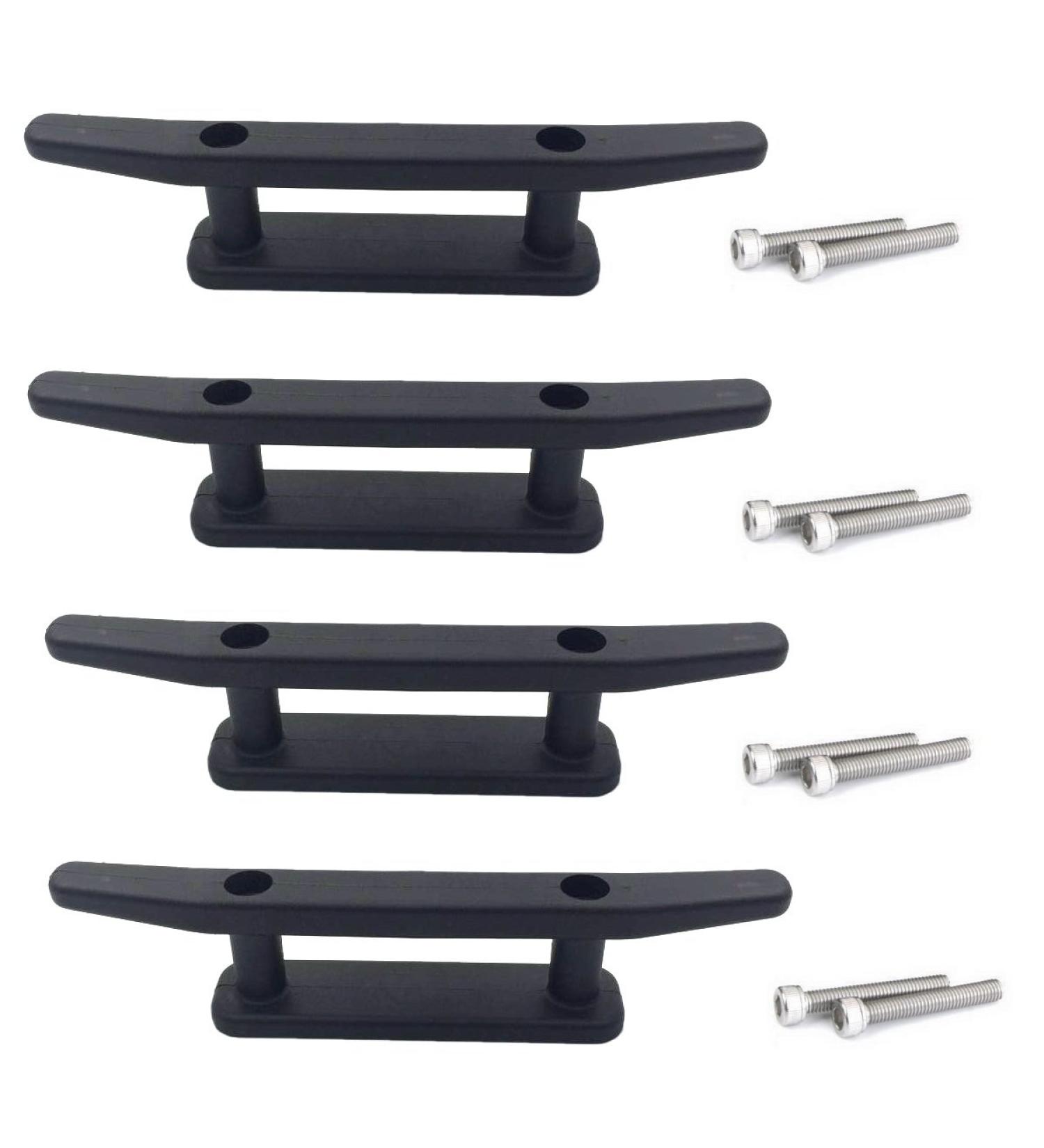 Anndason 6.5 Black Anchor Cleat Kit for Kayak Boat Canoe Mooring Deck Mount - Set of 4 - Buy Online on GoSupps.com