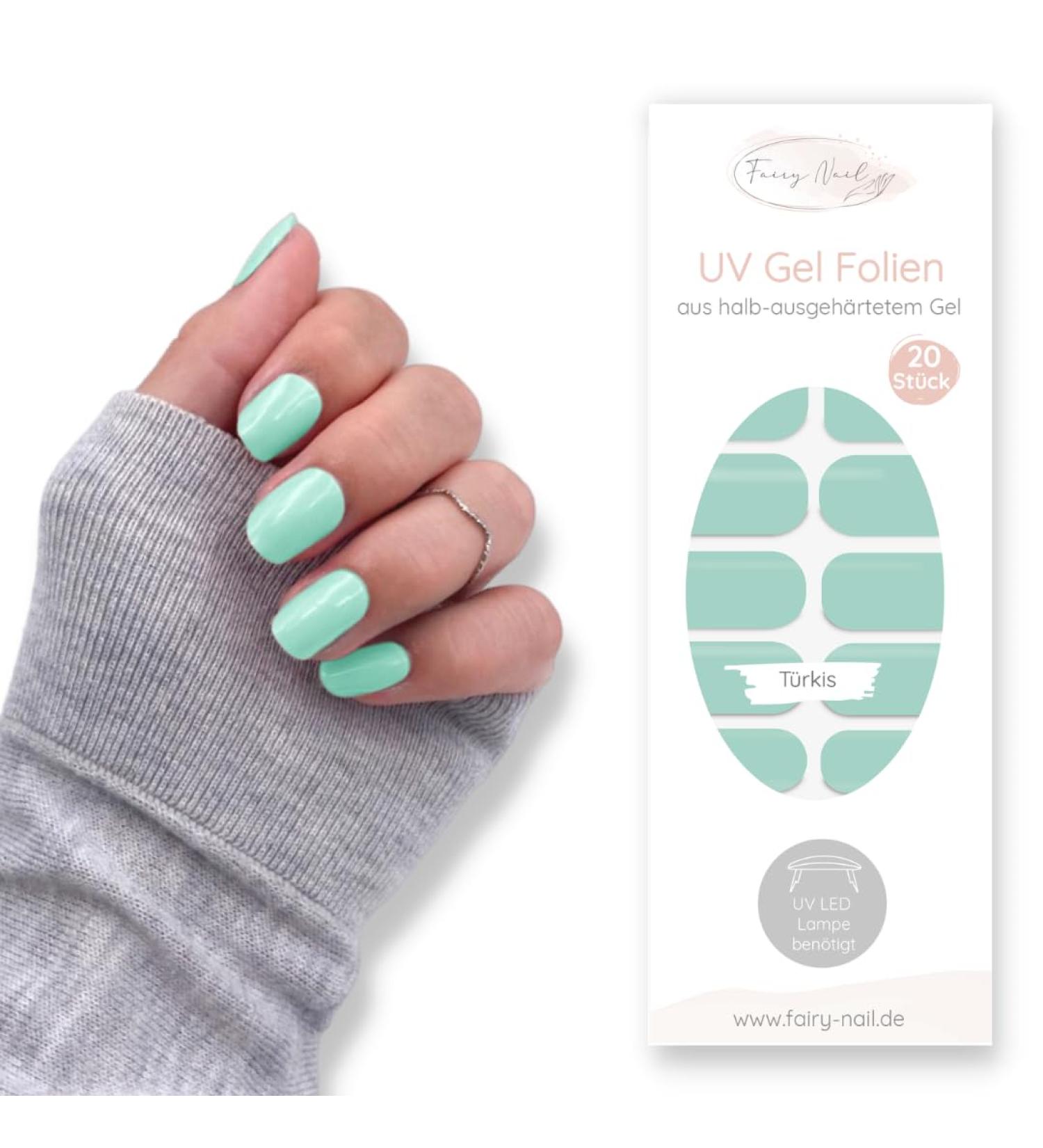 Buy Fairy Nail UV Adhesive Gel Foils - 20 Turquoise Nail Wraps for Easy Manicures | International Shipping - Buy Online on GoSupps.com