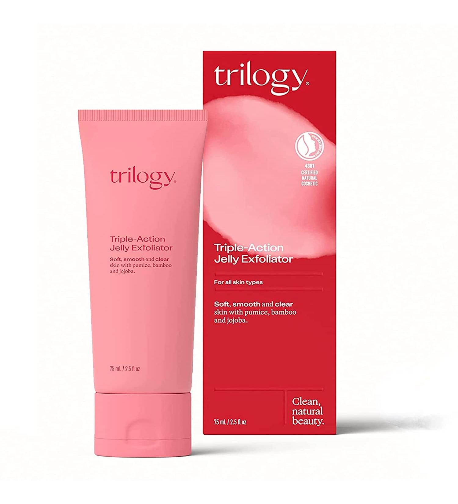 Trilogy Triple Action Jelly Exfoliator 75 mL - For All Skin Types - Exfoliate With Pumice Bamboo & Jojoba - Made in New Zealand - Buy Online on GoSupps.com