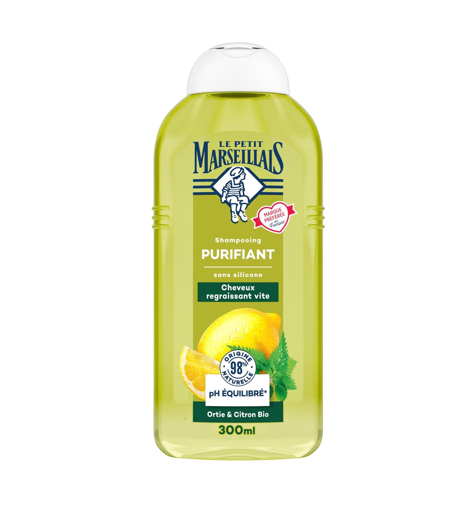 Le Petit Marseillais Shampooing Purifiant Ortie & Citron Bio (300 ml) Shampoing sans silicone pour cheveux regraissant vite 98% d'origine naturelle et pH quilibr 300 ml (Lot de 1) - Buy Online on GoSupps.com