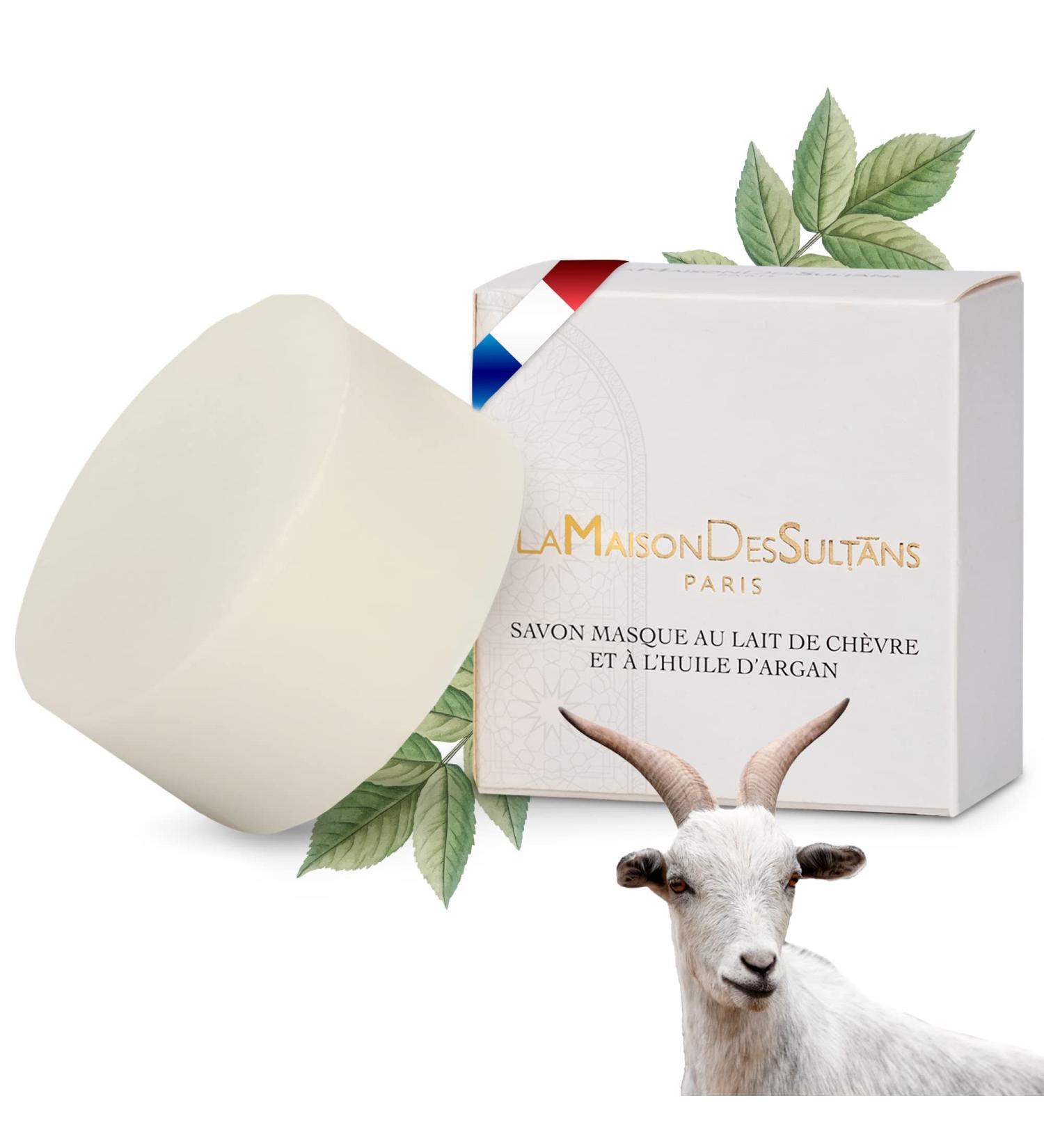 La Maison des Sultans - Organic Goat's Milk and Organic Argan Oil Mask Soap - Made in France - Face and Body - Anti-Imperfections - Gentle - 99% Natural - 100g - Buy Online on GoSupps.com