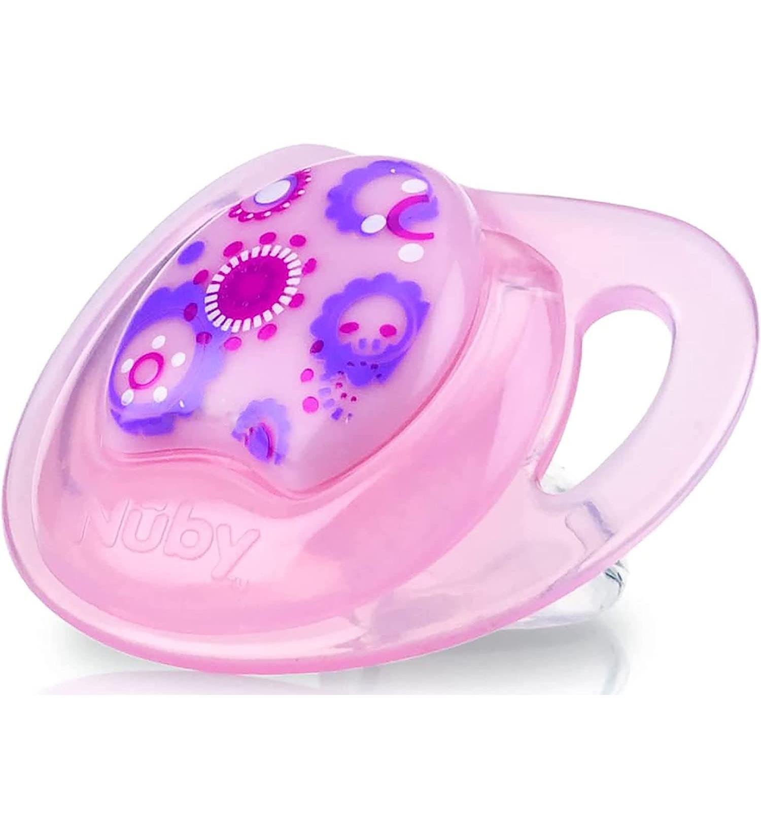 1x pink prism jaw-friendly pacifier with massage-knob BPA-free medium-sized silicone sucker-newborn essentials ultra Air Schnuller for newborn baby girls 6-18 months pink
