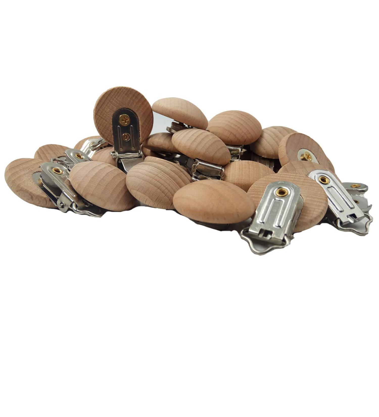 Alenybeby 10-Piece Natural Beech Wood Pacifier Clips - 30mm Strap Holder for DIY Pearl Chain Accessories - Buy Online on GoSupps.com