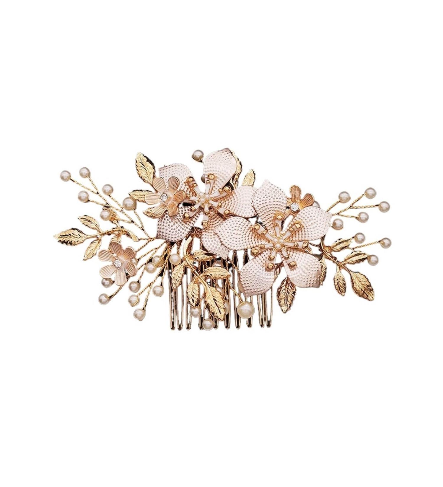 Flower Hair Comb Clips For Women Accessories Prom Gold Color Bridal Wedding Hair Bride Headpiece - Buy Online on GoSupps.com