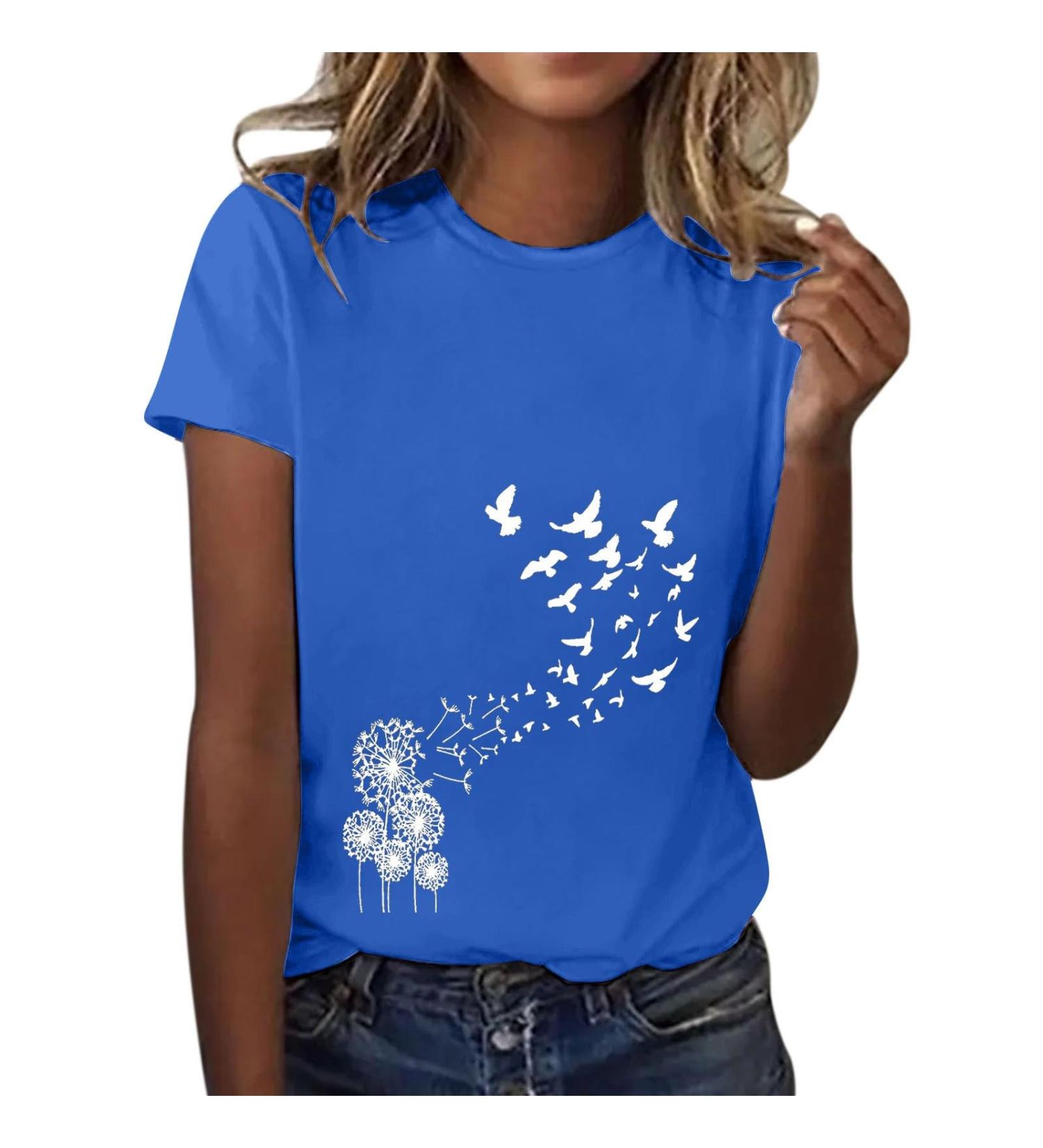 Shop Women's Round Neck & Long-Sleeved T-Shirts | Cotton Blouse Tops Summer Oversize Styles in Red & Blue - XXL Available - Buy Online on GoSupps.com