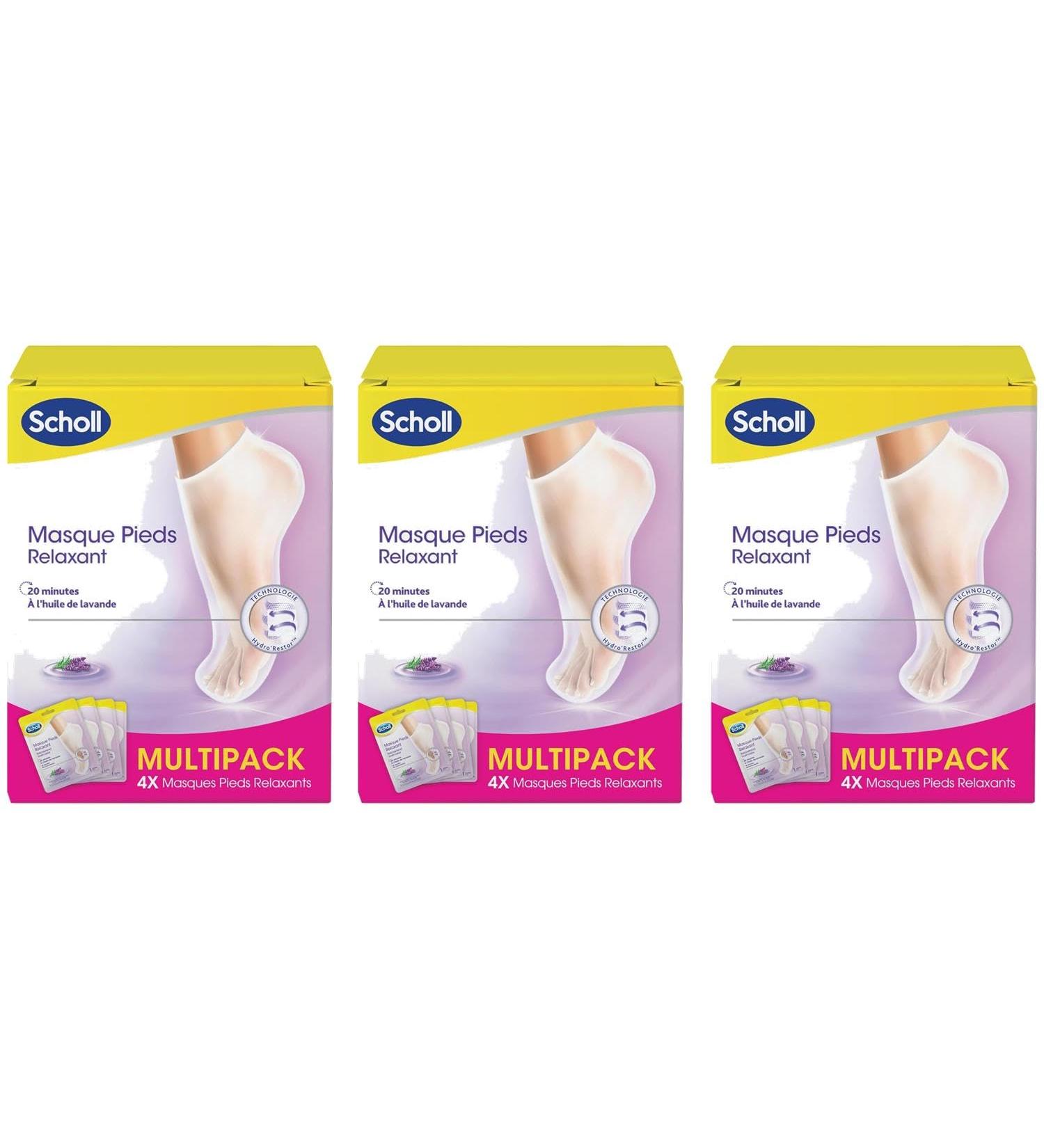 SCHOLL Pack of 3 x 4 Pairs of Relaxing Foot Masks Lavender for Dry Skin - Buy Online on GoSupps.com