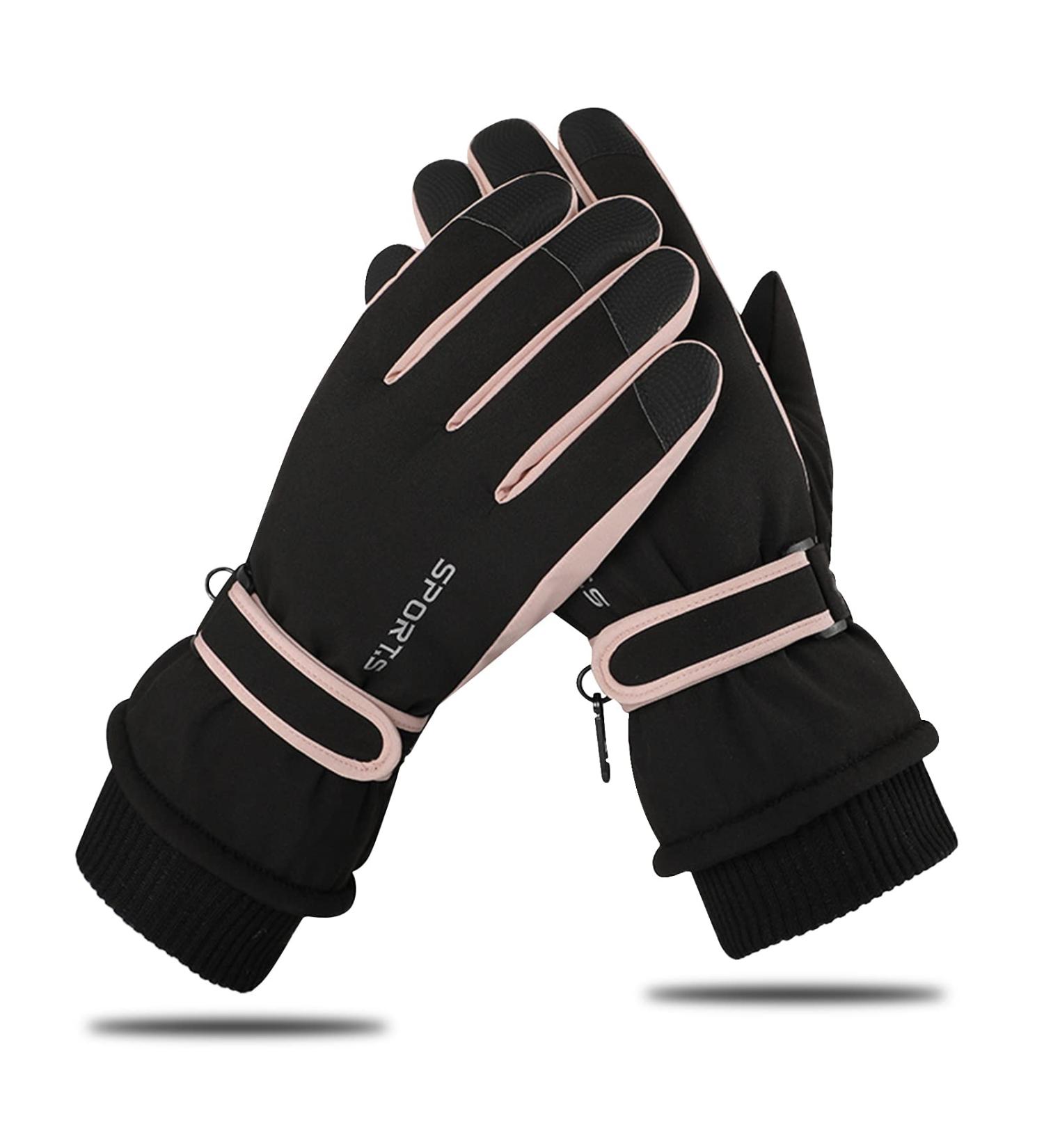 Shop Andiker Winter Women Ski Gloves - Waterproof Touchscreen Anti-Slip Black & Pink for Skiing Running & Cycling - Buy Online on GoSupps.com