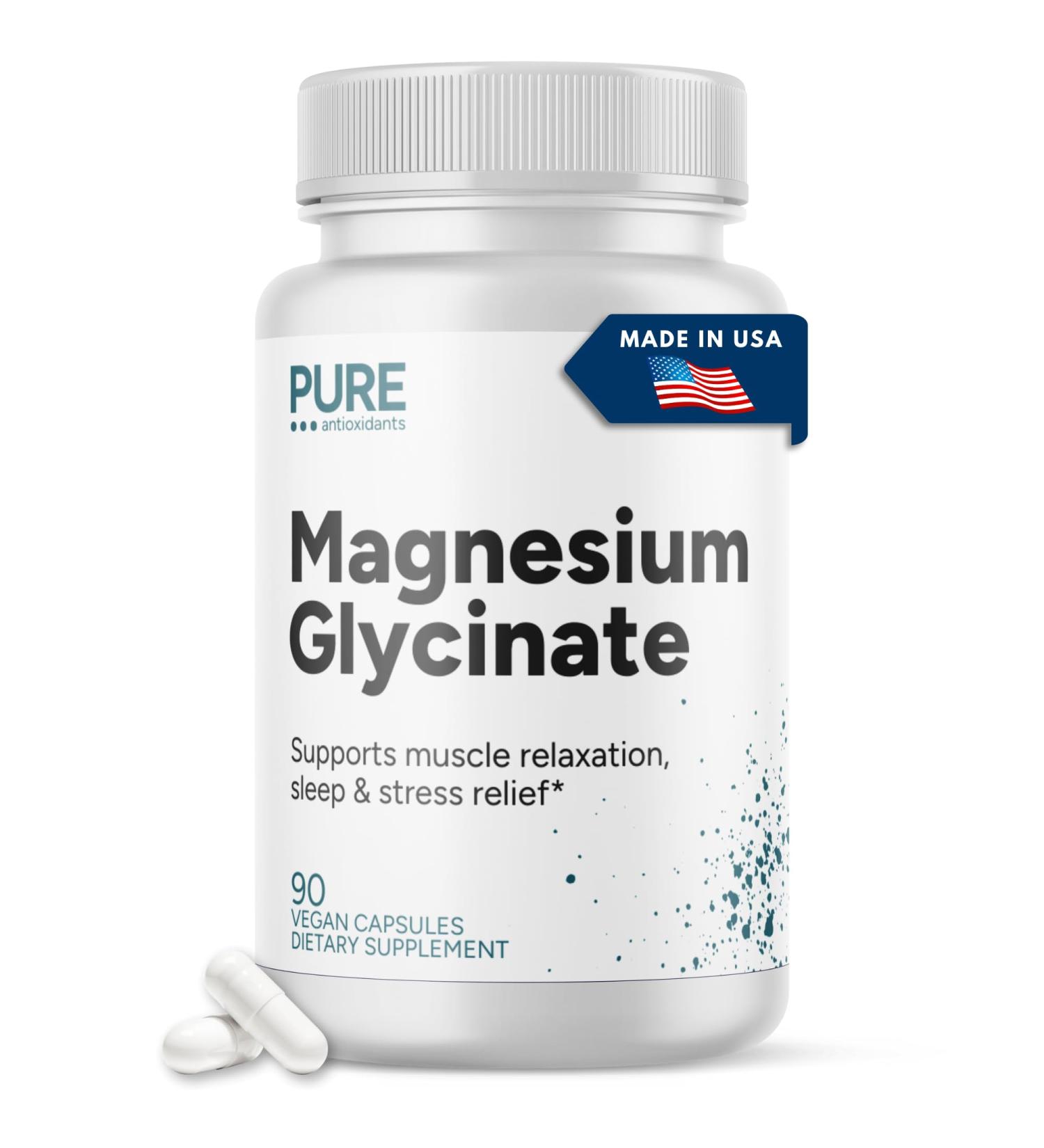 100% Pure Magnesium Glycinate for Sleep & Muscles Highly Bioavailable Chelated Magnesium Stomach-Friendly 275 mg Elemental 90 Caps | Made in The USA - Buy Online on GoSupps.com