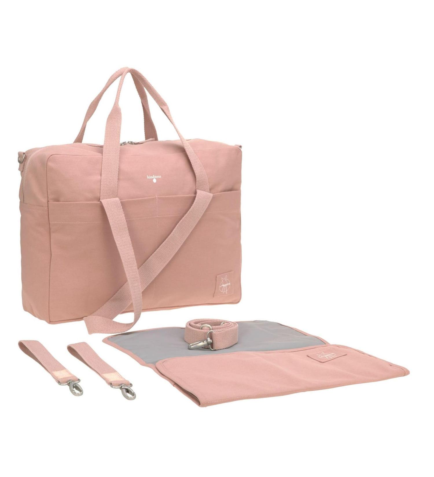 Organic Cotton Casual Baby Diaper Bag | Washable Stroller Bag with Accessories | Eco-Friendly Rose - Buy Online on GoSupps.com