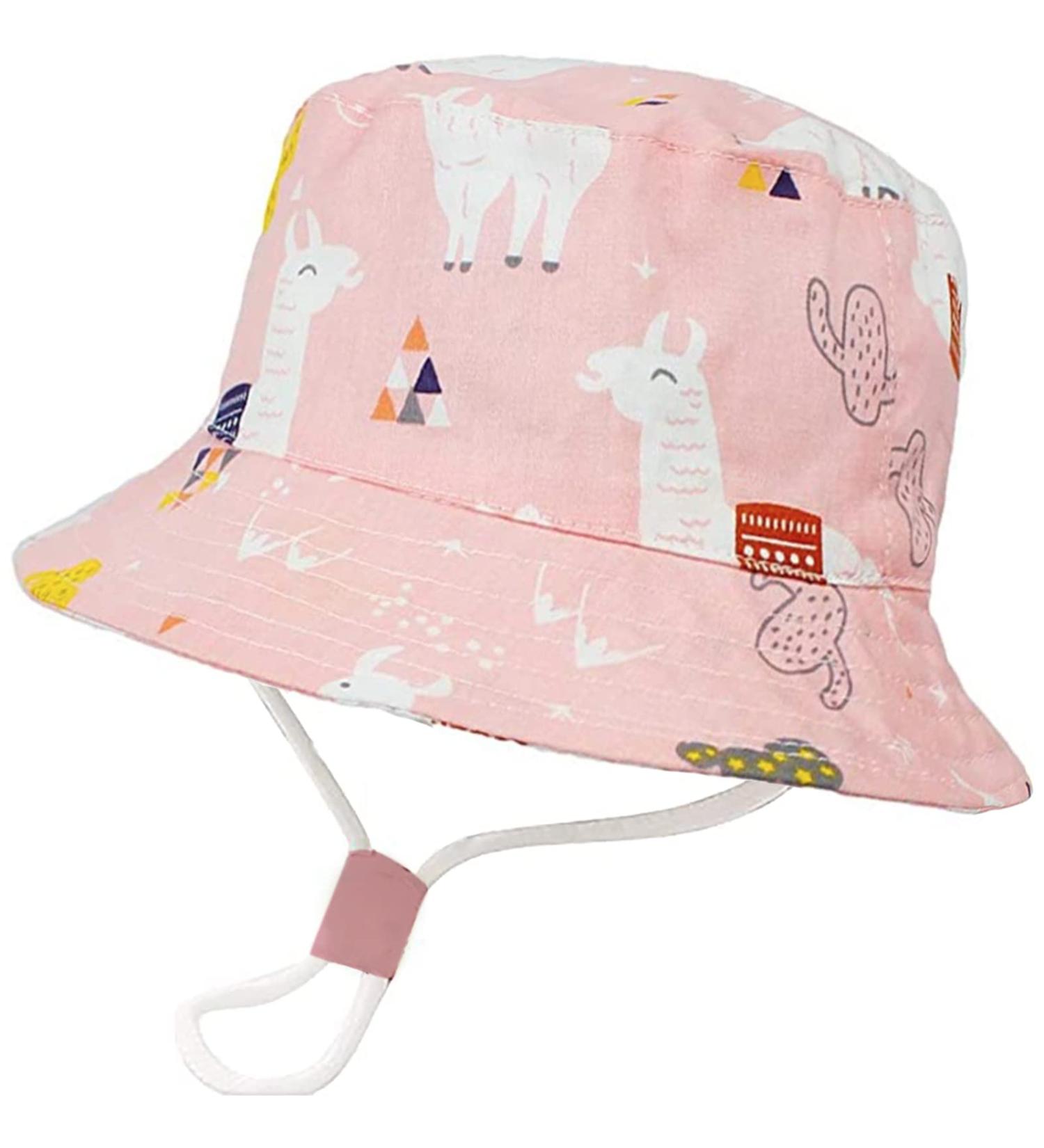 XYIYI Kids Pink Alpaca Bucket Hat | Adjustable Sun Beach Hat for Boys Girls 12-24 Months - Buy Online on GoSupps.com