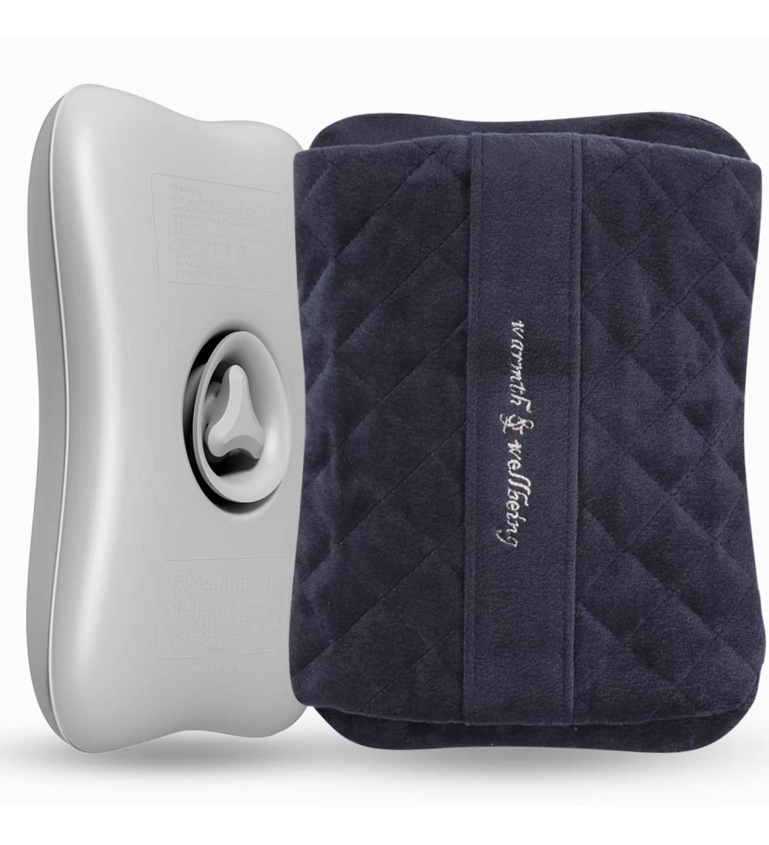 BPA Free PVC Hot Water Bottle with Cover for Pain Relief and Menstrual Cramps - Navy Blue - Buy Online on GoSupps.com