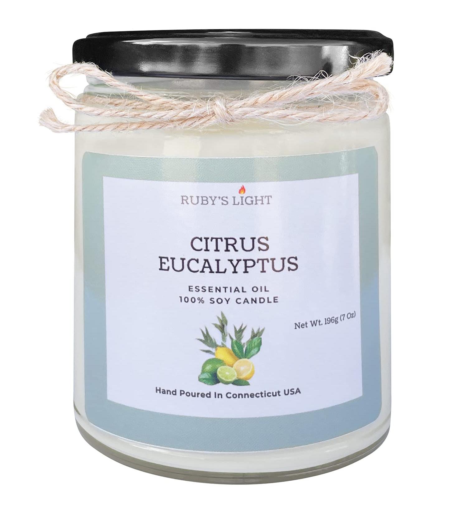 Citrus Eucalyptus Essential Oil Candle - All-Natural Soy Candle for Aromatherapy | 9 Oz Glass Jar with Cotton Wick & High Scent - Buy Online on GoSupps.com