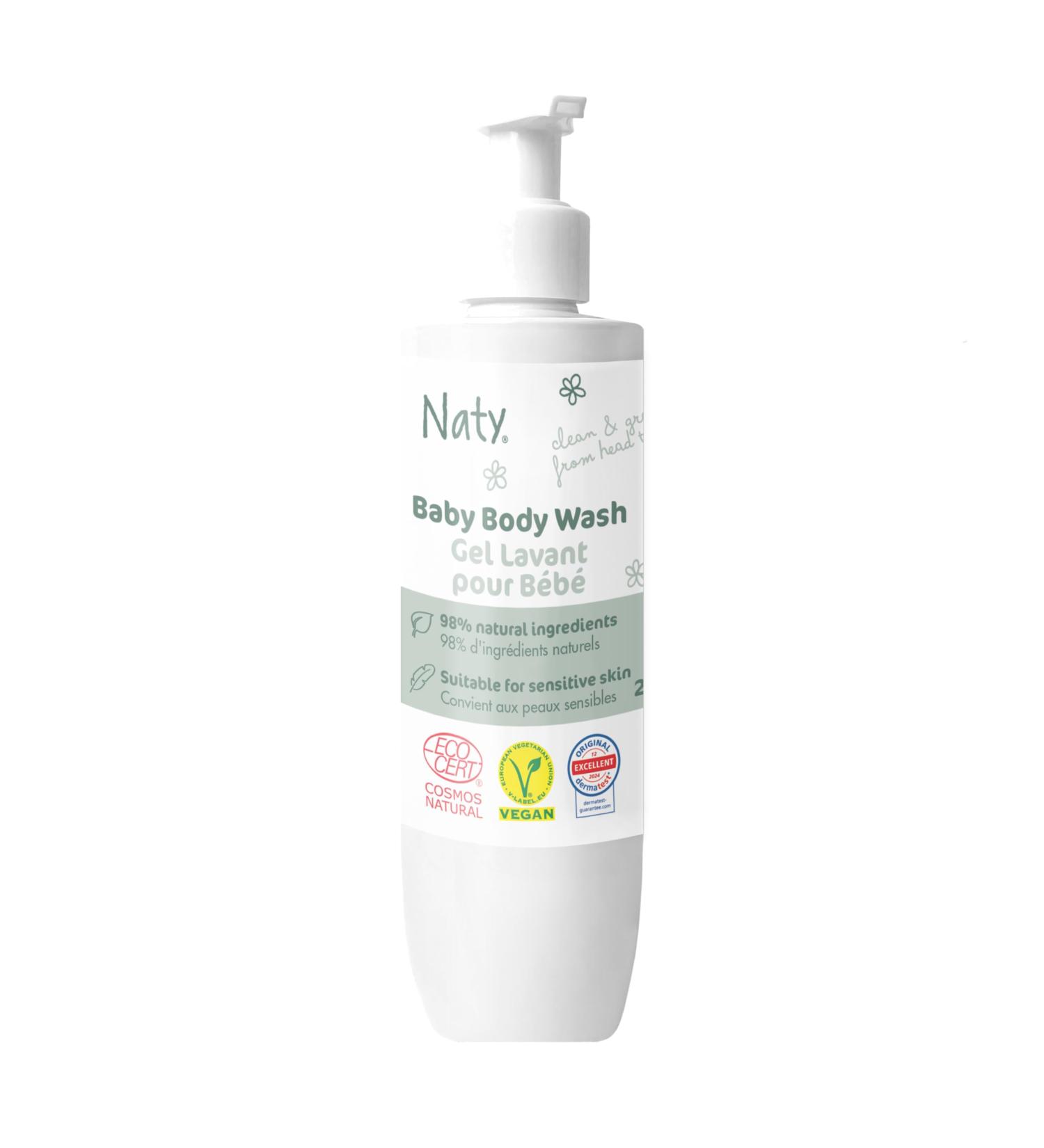 Naty Gel Lavant B b 240 ml Origine Naturelle Non irritant pour les yeux Sans Parfum Sans SLS/SLES Test Dermatologique Vegan Certifi COSMOS Natural Pour Peaux Sensibles 240 ml (Lot de 1)