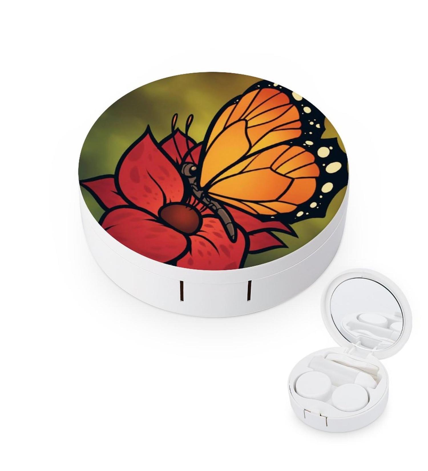 Monarch Butterfly Contact Lens Case - Portable Travel Box with Mirror | Perfect for International Shipping - Buy Online on GoSupps.com