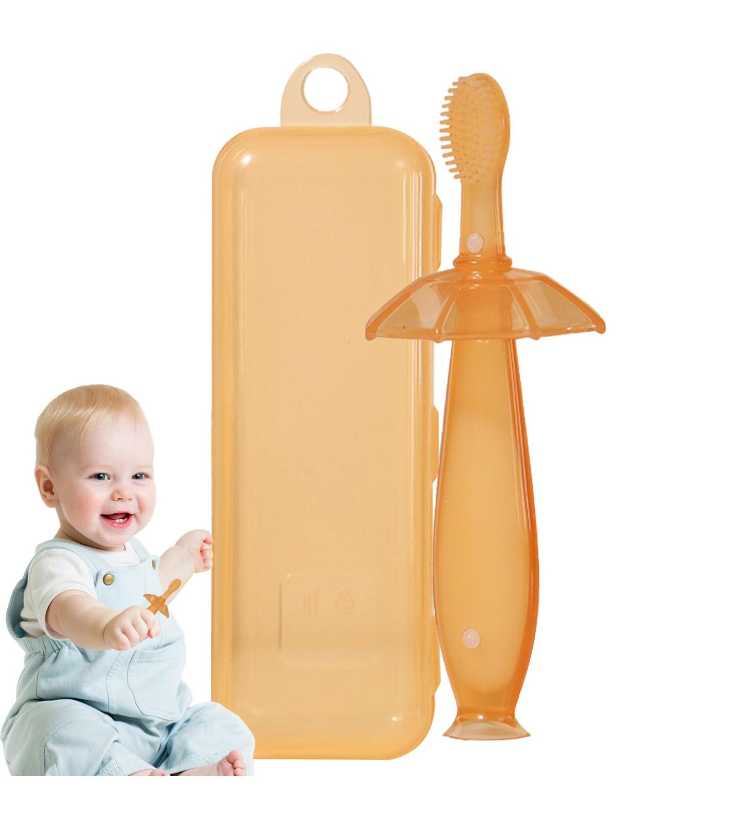 Buy Toddler Training Toothbrush - Soft Silicone 2-in-1 Brush & Bite Ring | Deep Clean Chew Resistant Gift for Boys & Girls - Buy Online on GoSupps.com