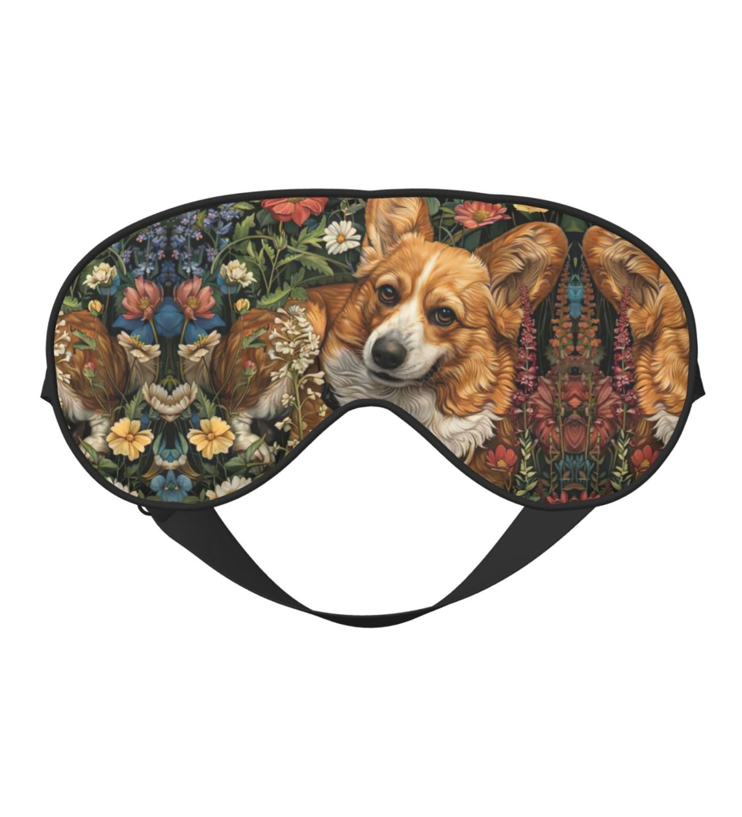 Corgi Floral Spring Garden Double-Sided Eye Mask | Soft & Light Blocking for Enhanced Sleep Quality - Shop Now - Buy Online on GoSupps.com