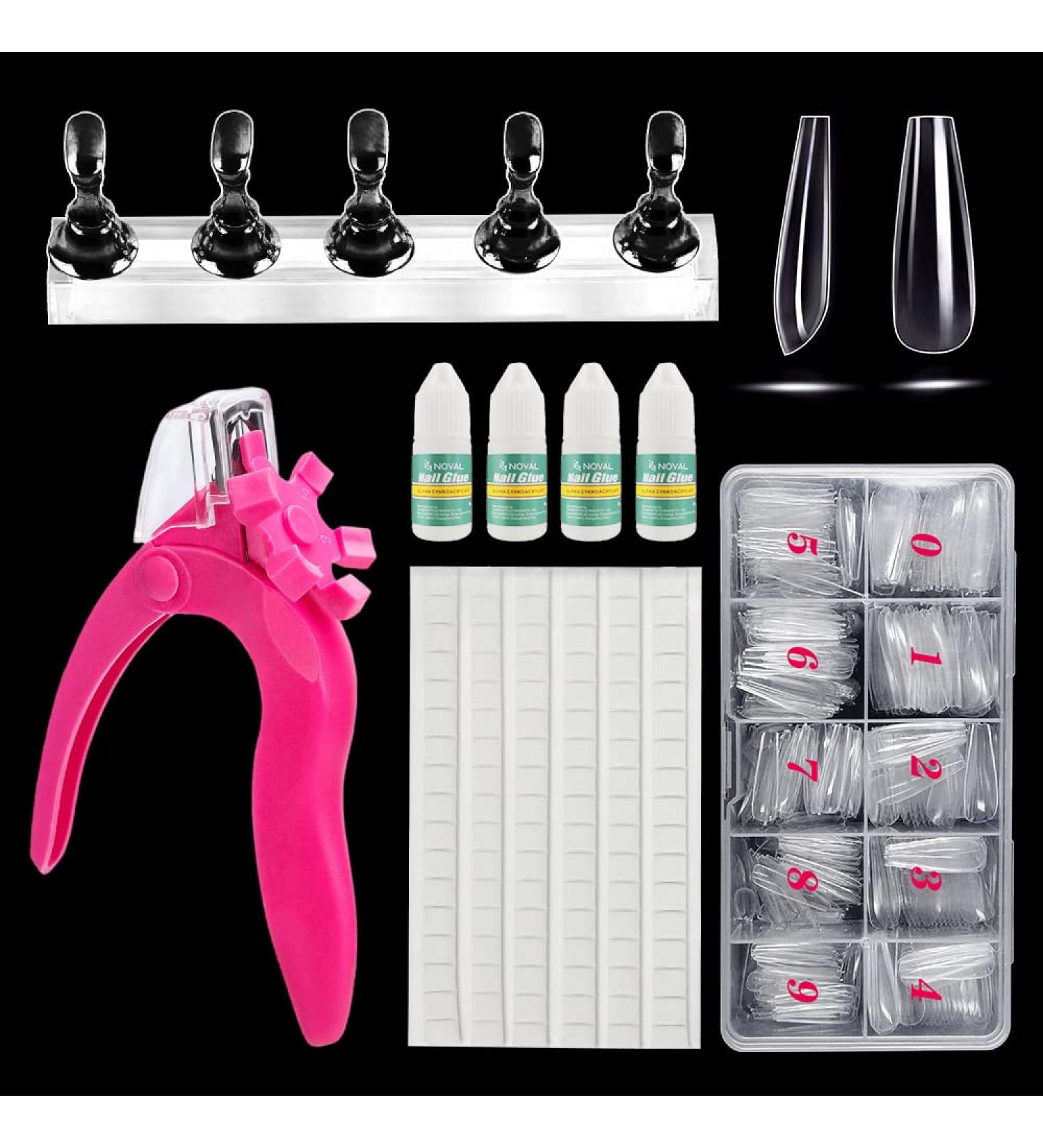 NOVAL DIY Press on Nail Making Kit - 500PCS Full Cover Coffin Nail Tips with Magnetic Holder, Glue, Cutter Clipper & Adhesive Putty - Nail Art Set - Buy Online on GoSupps.com