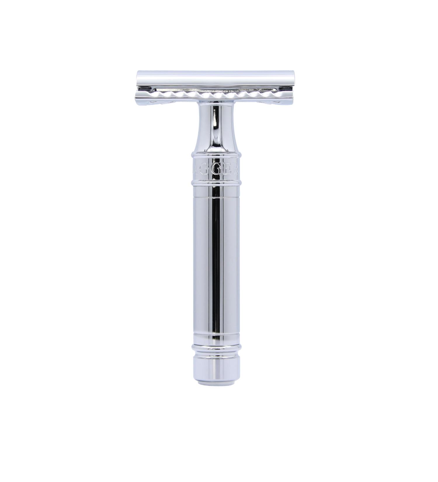 Edwin Jagger DES89BL Short Chrome-Plated Reusable Double-Cut Safety Razor for Men | Classic Shaving Experience - Buy Online on GoSupps.com