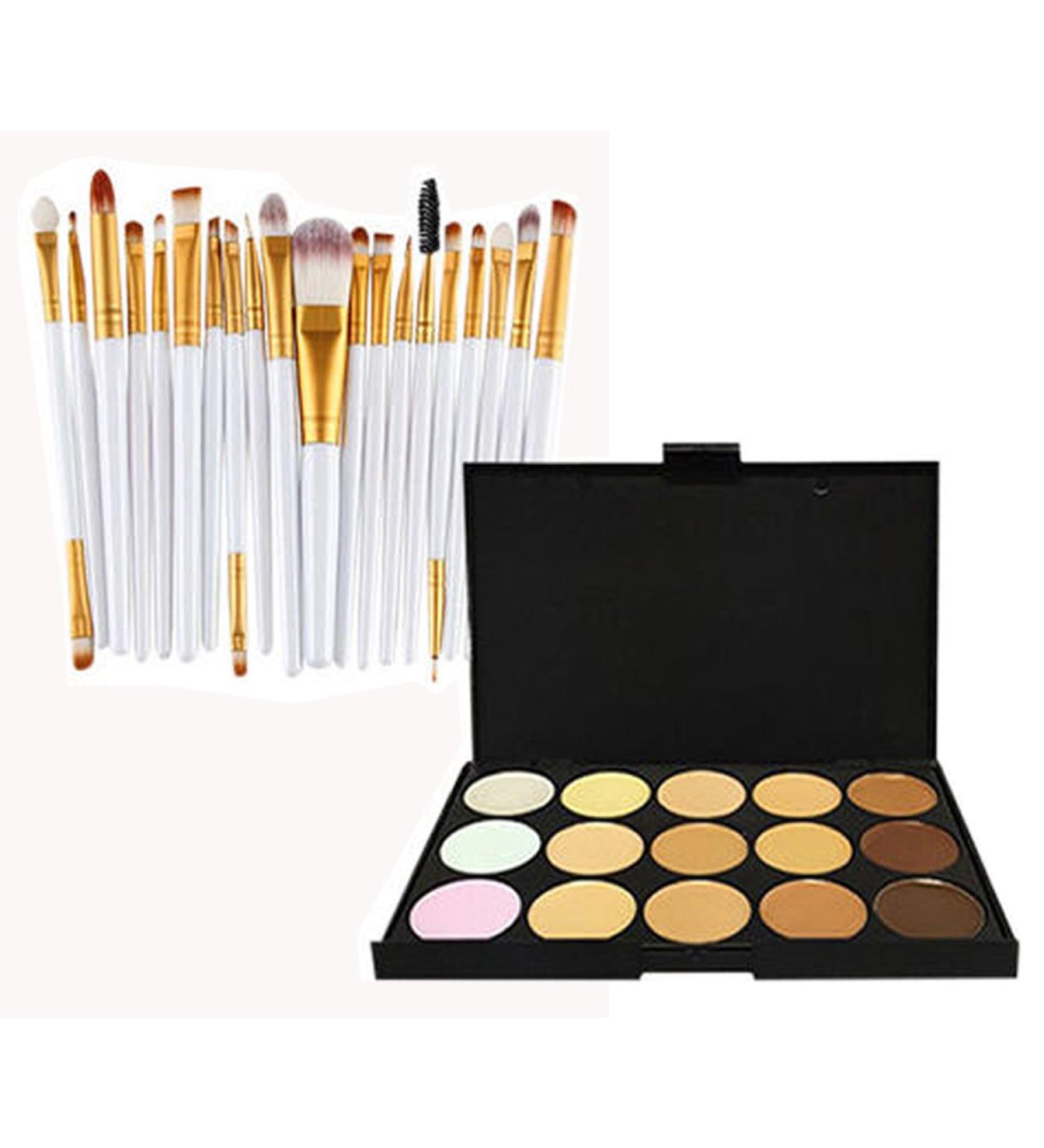 Glamza 20pcs White Eye & 15pcs Contour Palette Makeup Brush Set | Premium Quality for Flawless Application | International Shipping Available - Buy Online on GoSupps.com