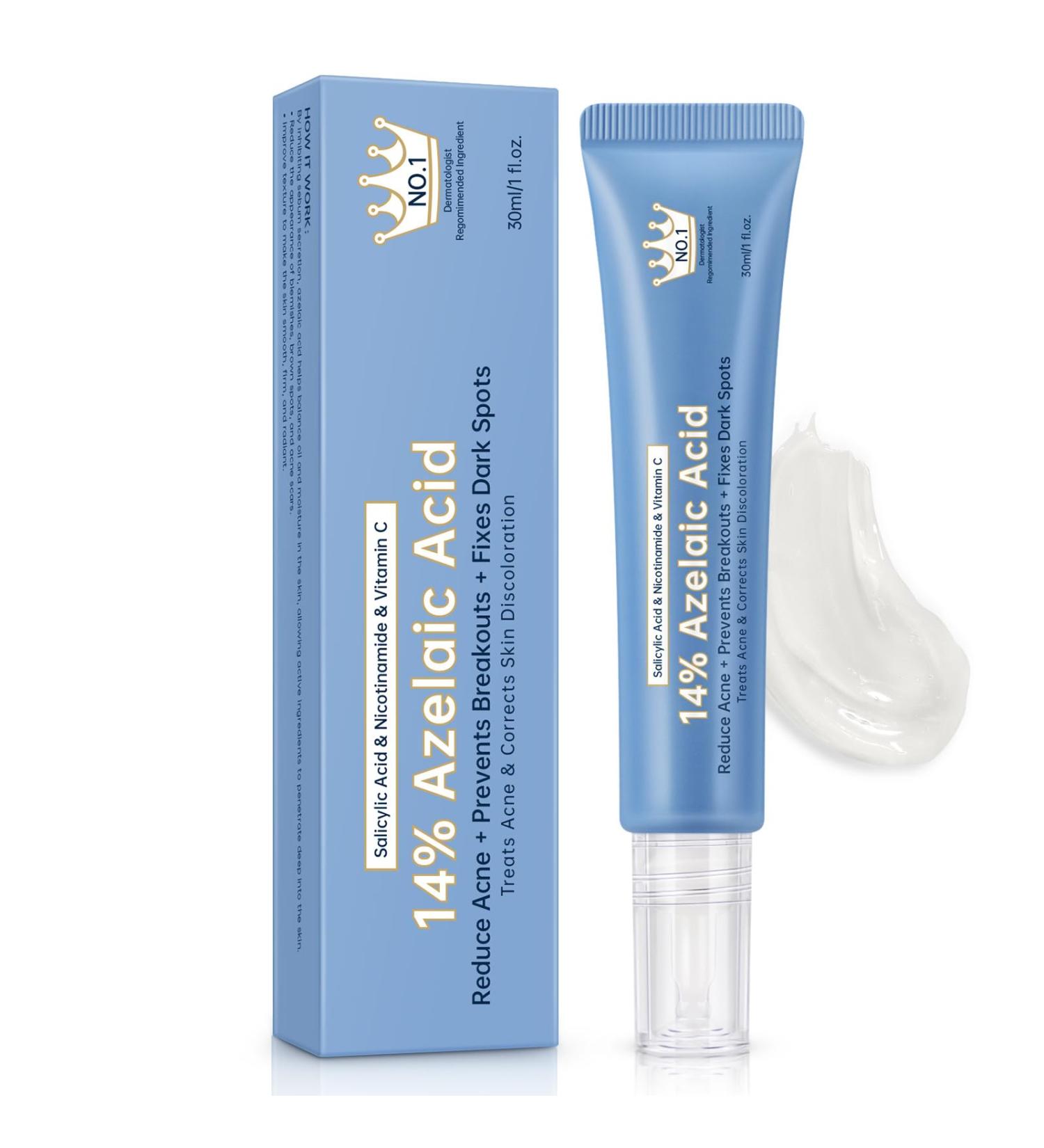 Azelaic Acid 14% Acne Cream for Redness Relief Dark Spots Facial Serum with Niacinamide & Vitamin C Prevent Acne Breakouts Azelaic Acid Serum for Balance Excess Sebum & Soothe Irritation 1 Oz. 1PCS - Buy Online on GoSupps.com