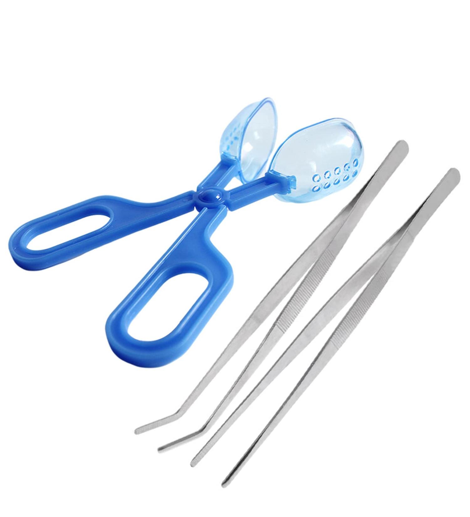Supkeyer 3in1 Feeding Tool Reptile Feeding Tongs Cricket Clamp Bug Scooper Cleaning Supplies Scooper+ 2x Tweezers for Reptile Hedgehog Hamsters Guinea Pig Lizard Spider Bearded Dragon (Blue) - Buy Online on GoSupps.com