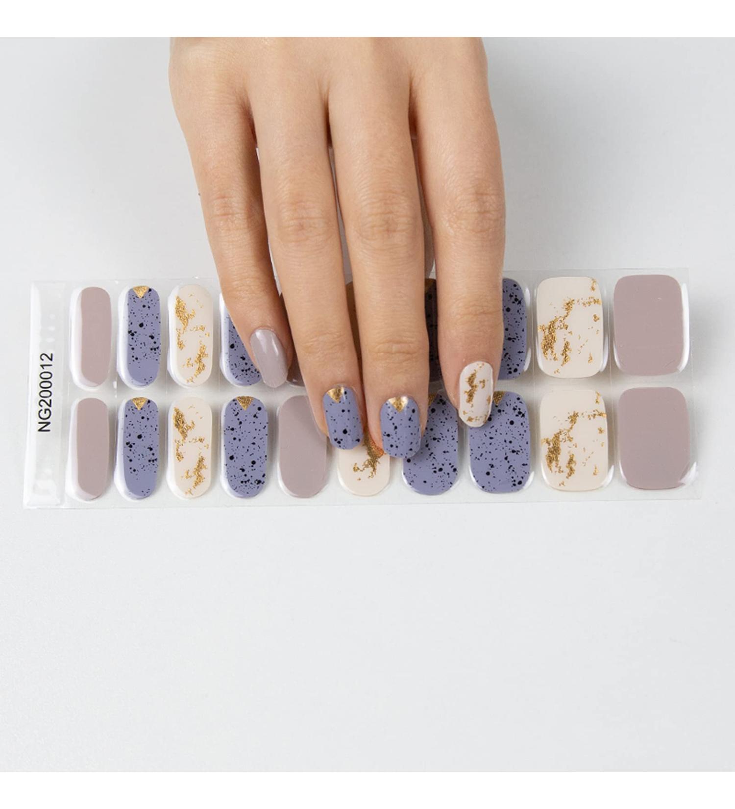 20PCS Semi Cured Gel Nail Strips | Full Cover Waterproof Nail Wrap Stickers | UV/LED Lamp Required | Colorful Bling Design - Buy Online on GoSupps.com