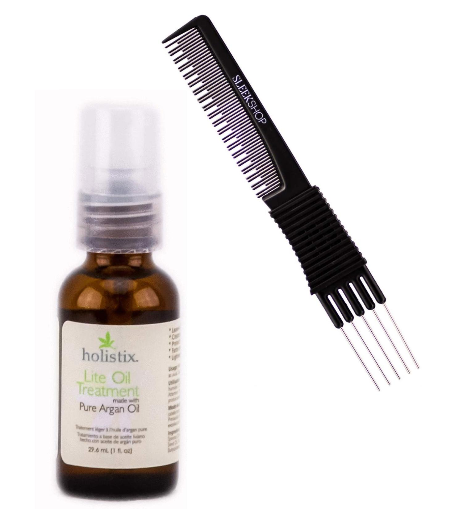 HOLISTIX by Retro Hair Lite Oil Treatment Made with Pure ARGAN OIL Light Hair Serum (w/ Sleek Premium Carbon Teasing Comb) Holistic Moroccan Morocco (1.0 oz (PACK OF 1)) 1.0 Ounce (PACK OF 1)