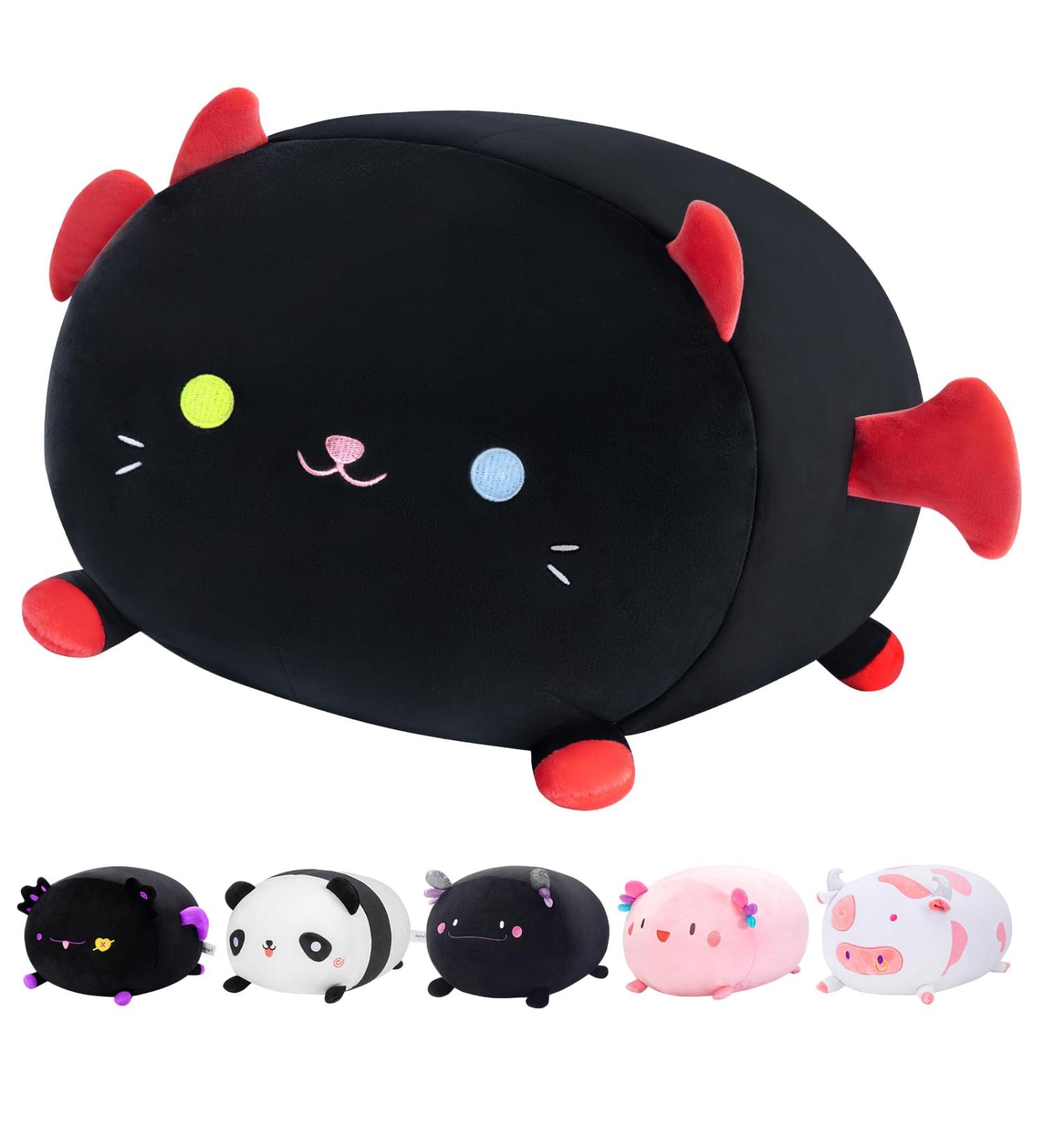 Mewaii Black Devil Cat Plush Pillow 16'' - Soft Stuffed Animal Squishy Toy for Adults, Girls, Boys - Fluffy Cuddle Plushie (16in/40cm) - Buy Online on GoSupps.com