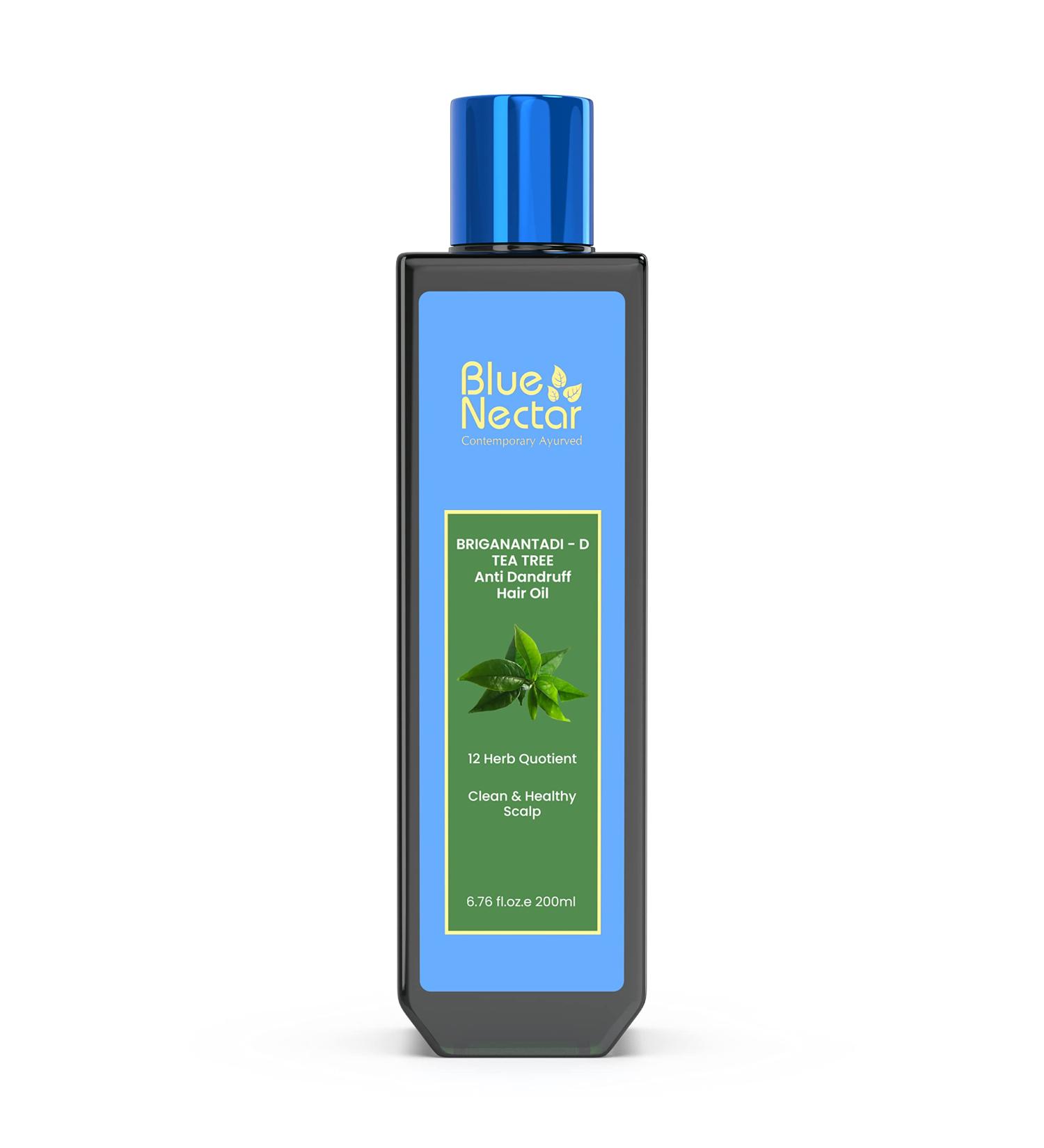 Blue Nectar Anti Dandruff Hair Oil with Neem & Tea Tree| Ayurvedic Non-Stickyfor Dry Scalp | Plant Based for Men & Women (12 Herbs 6.76FlOz) 6.76 Fl Oz (Pack of 1) - Buy Online on GoSupps.com