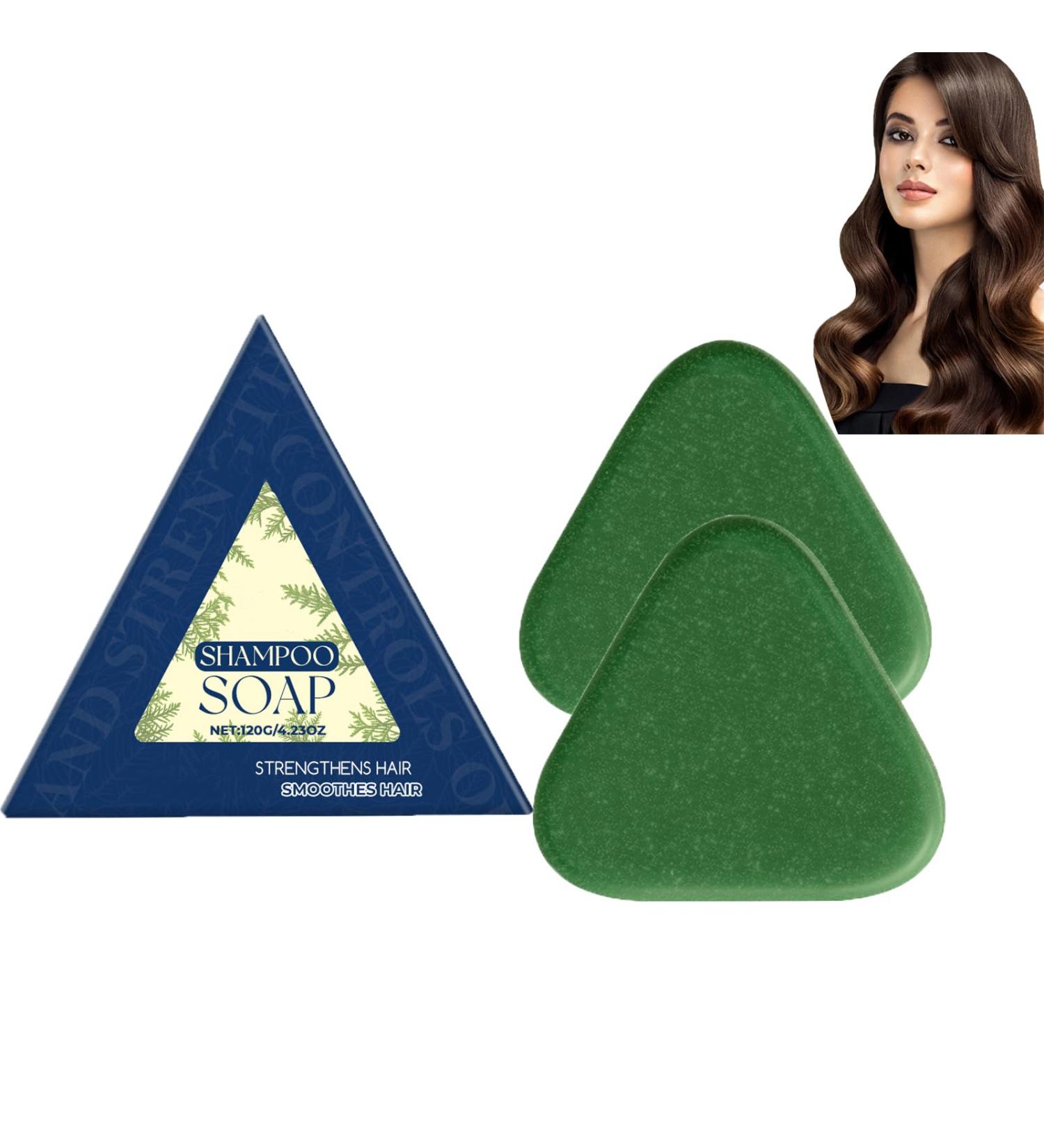  homomdy Natural Green Solid Shampoo Platycladus Orientalis Leaf Soap Gentle and Strengthened Cleanser for Women and Men Thickens and Prevents Dandruff Promotes Growth (2pcs) - Buy Online on GoSupps.com