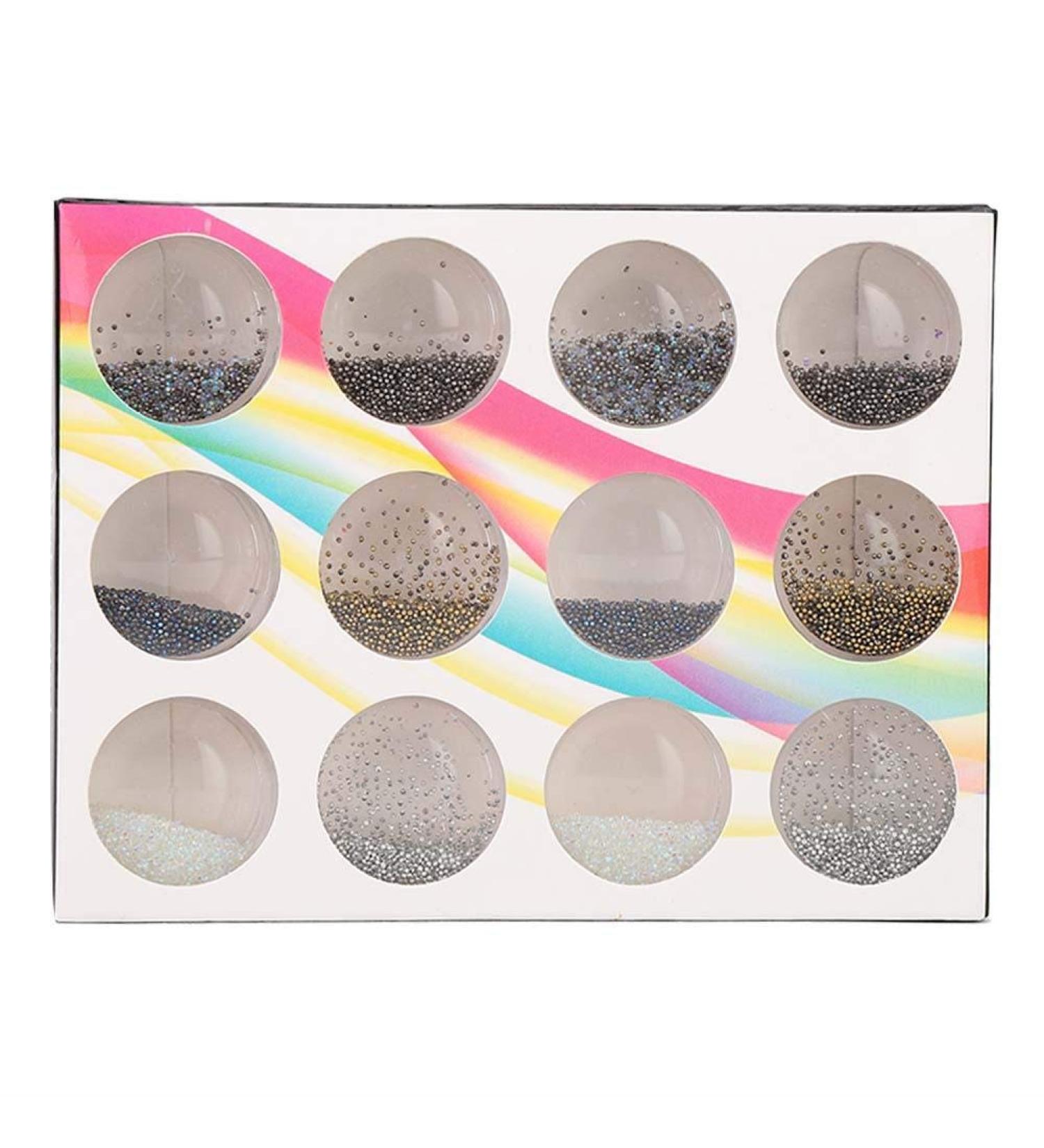 Shop 12 Grids 3D Steel Ball Nail Art Kit - Mini Metal Balls & DIY Manicure Tools for Fashionable Designs - Buy Online on GoSupps.com