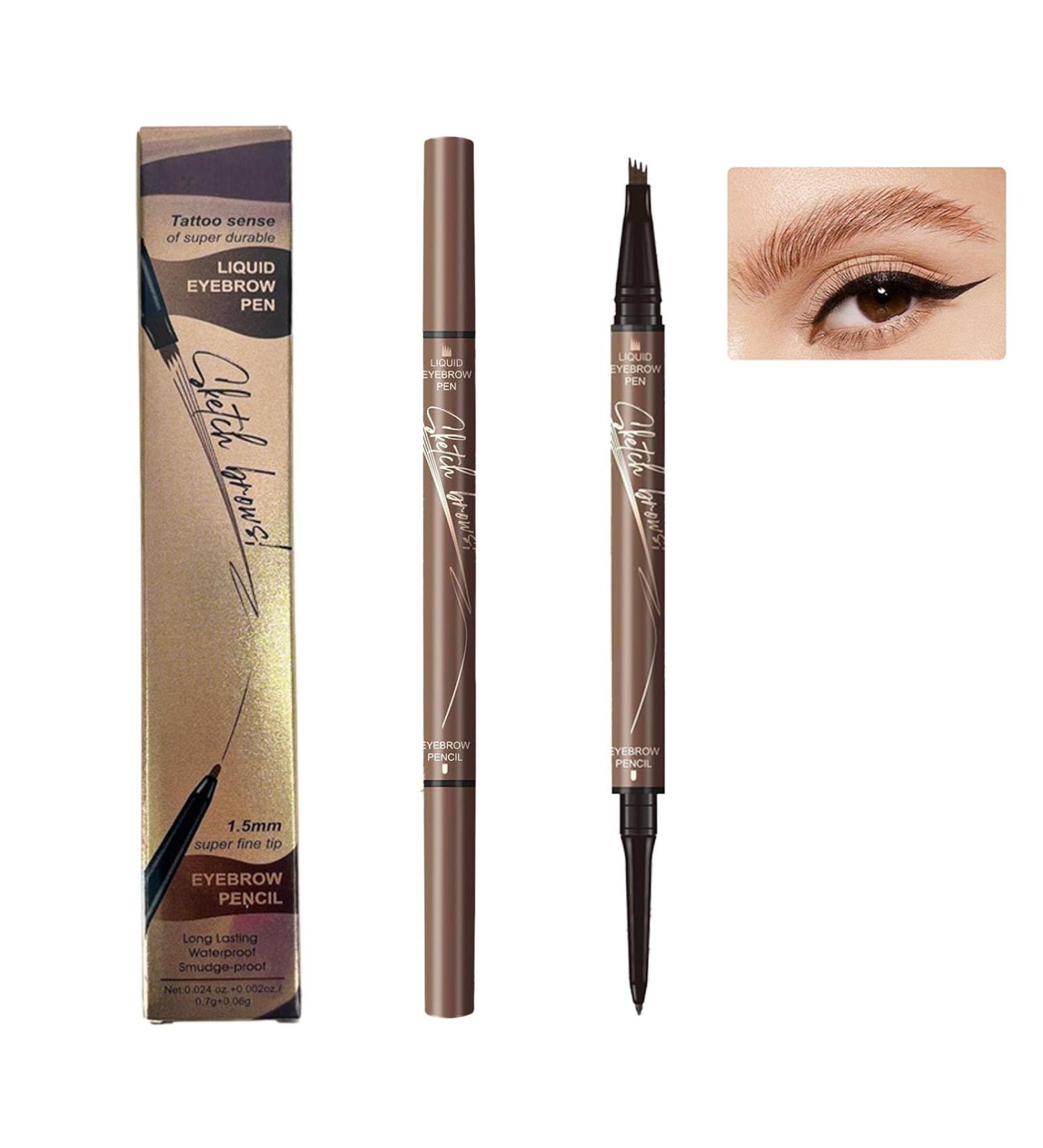 2 in 1 Eyebrow Pencil 4-Tip Eyebrow Pencil 3D Microblading Eyebrow Pencil Waterproof and Sweat-proof Long Lasting Natural Eyebrow Color - Buy Online on GoSupps.com
