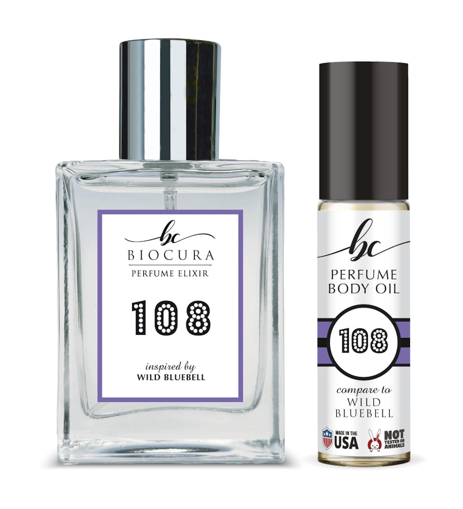 BC Perfume 108 Spray + Body Oil Set Impression of Wild Bluebell Travel Size Refillable Bottle Long Lasting Blend Sample For Women & Men / 10ml+50ml - Buy Online on GoSupps.com