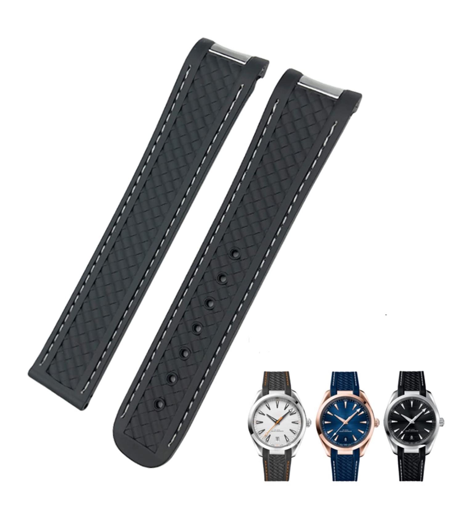 KKFAUSE Silicone Watch Bracelet for Omega Seamaster & Speedmaster - 19mm & 20mm Rubber Straps in Black & White - Buy Online on GoSupps.com